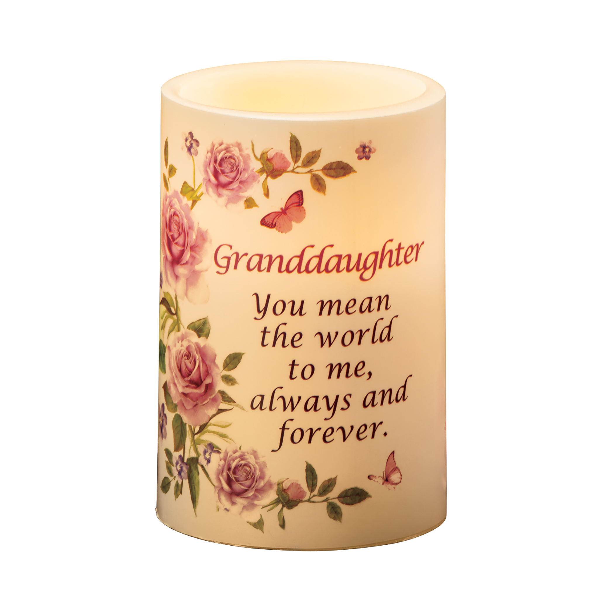 LED Lighted Sentimental Granddaughter Flameless Battery-Operated Candle 4 X 4 X 6 White
