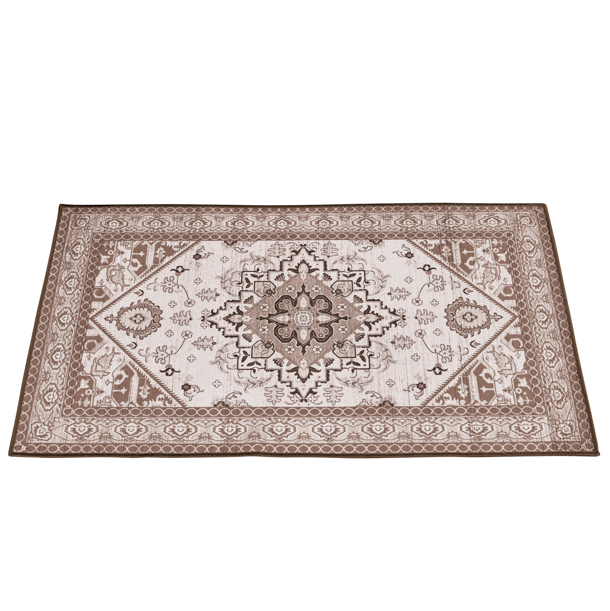 Elegant Medallion Durable Skid-Resistant Accent Rug 26" x 45" Brown, 26" x 45"