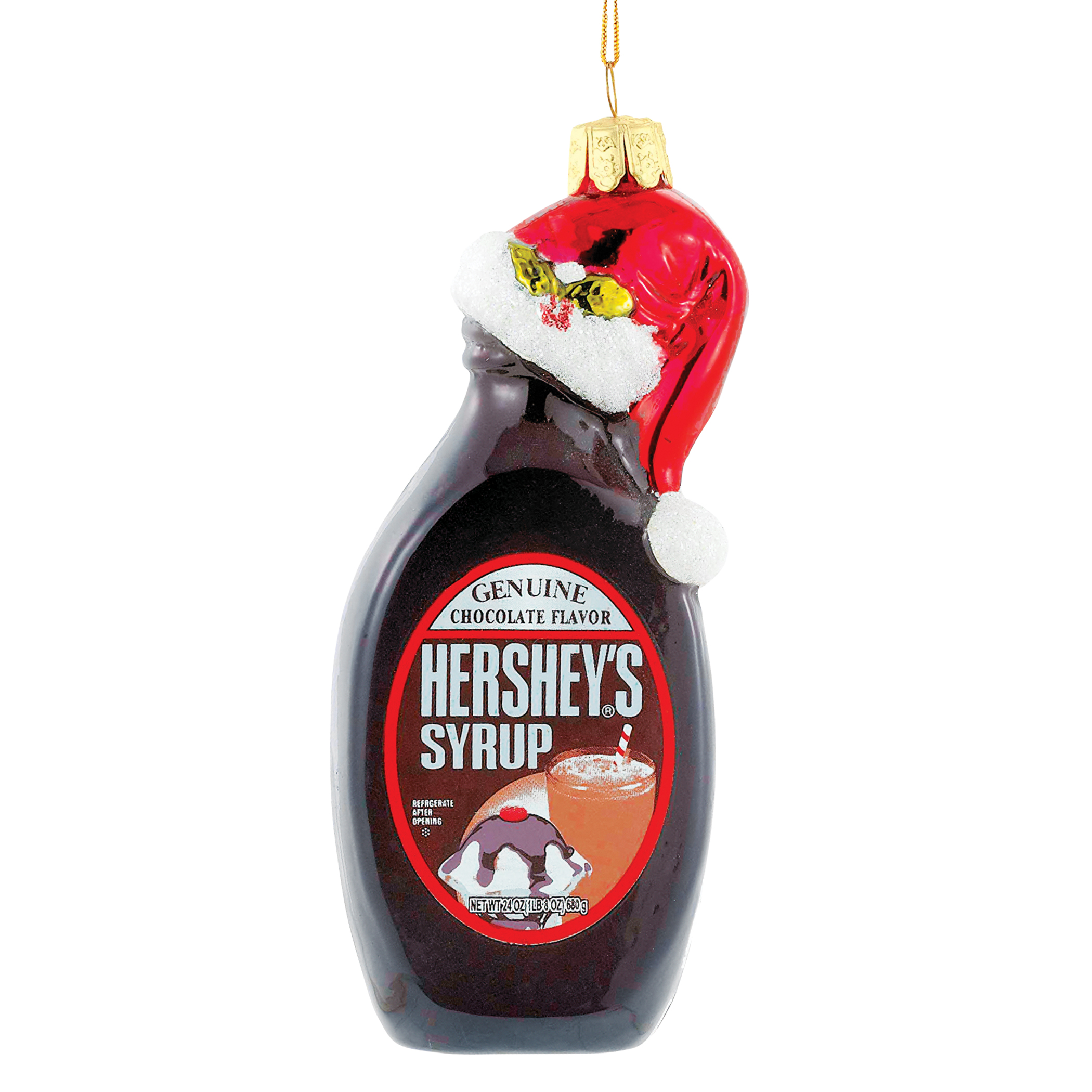 Hershey's Syrup Bottle Glass Christmas Ornament 2 X 1 X 5.25