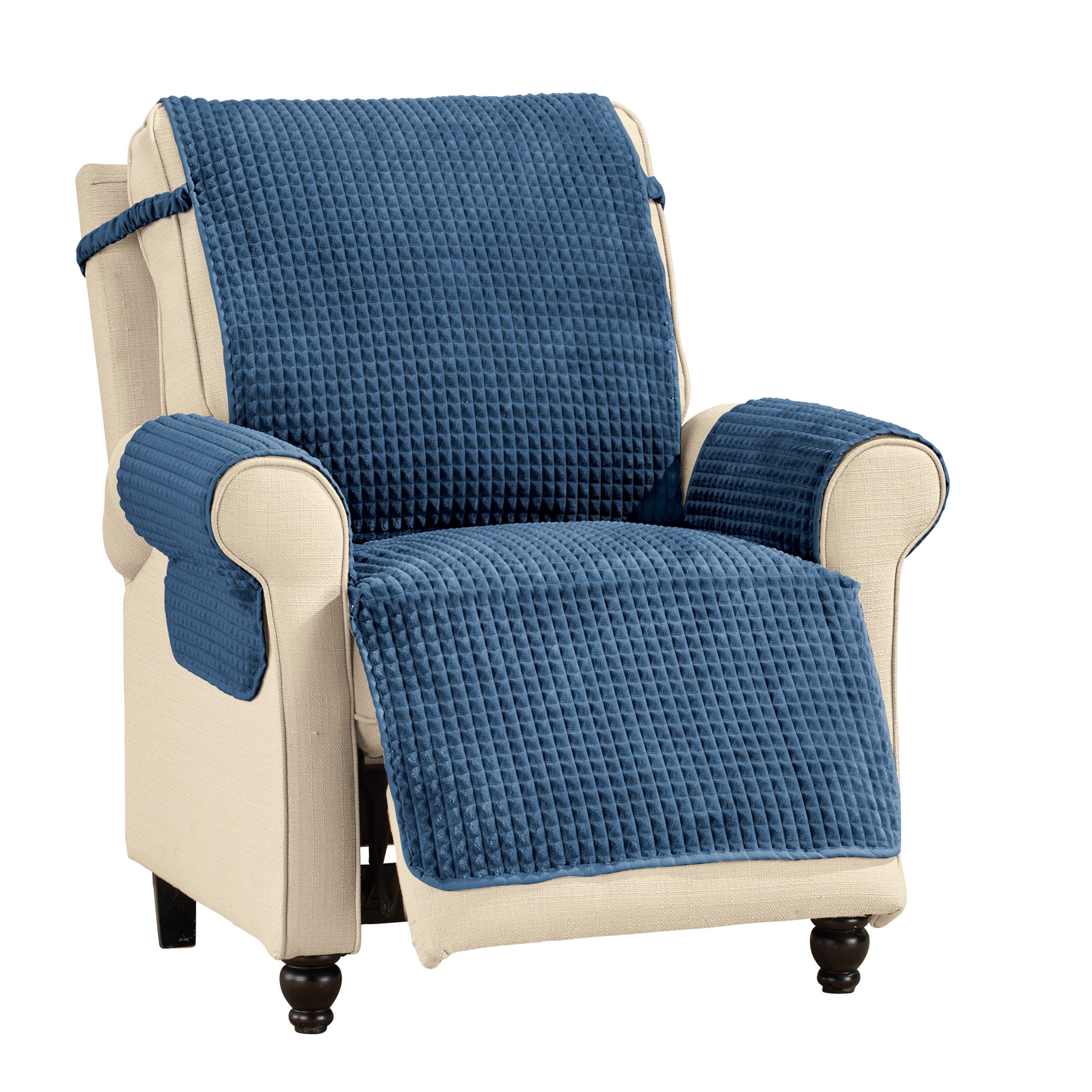 Time Square Quilted Furniture Protector Recliner Navy