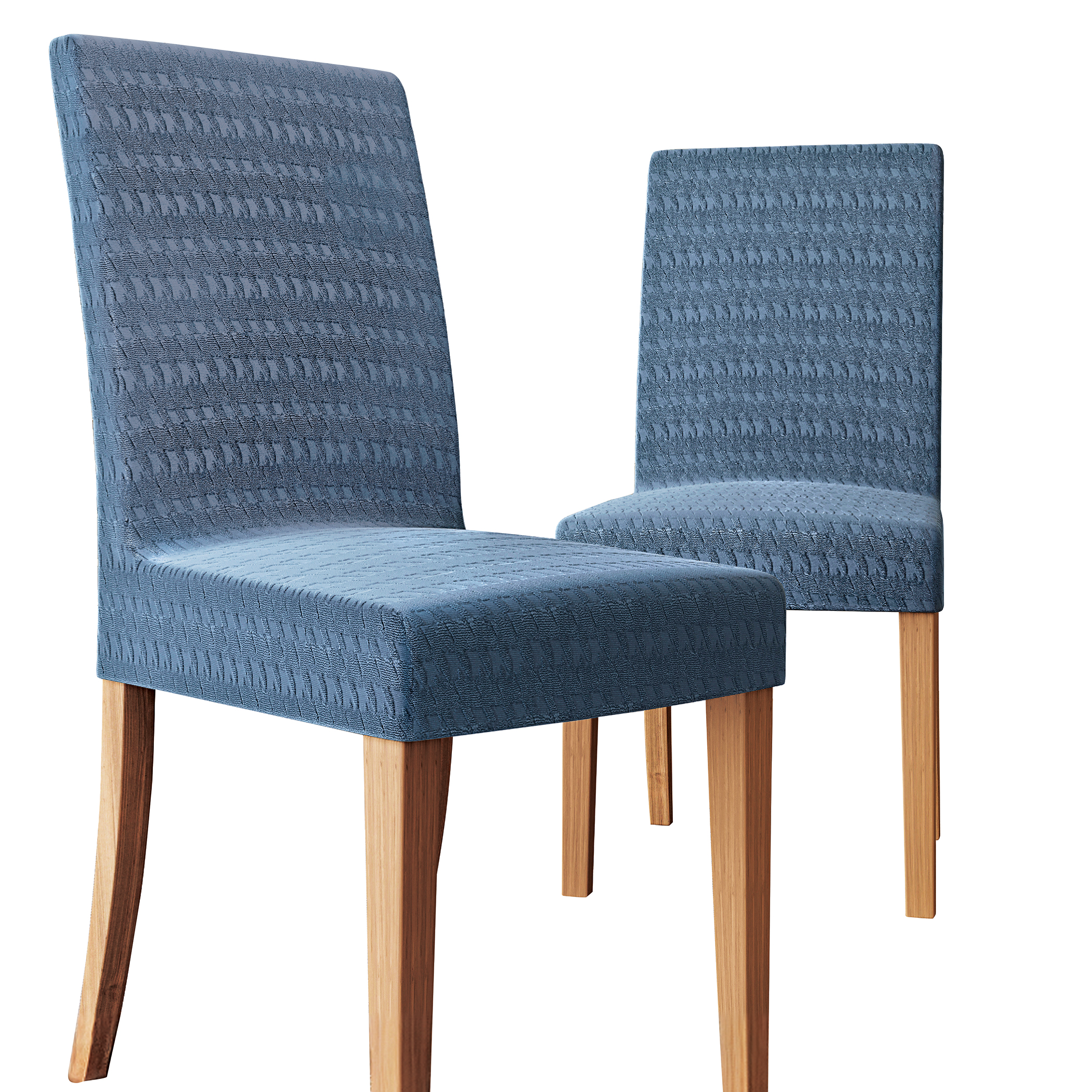 Houndstooth Textured Chair Slipcovers - Set of 2 Denim