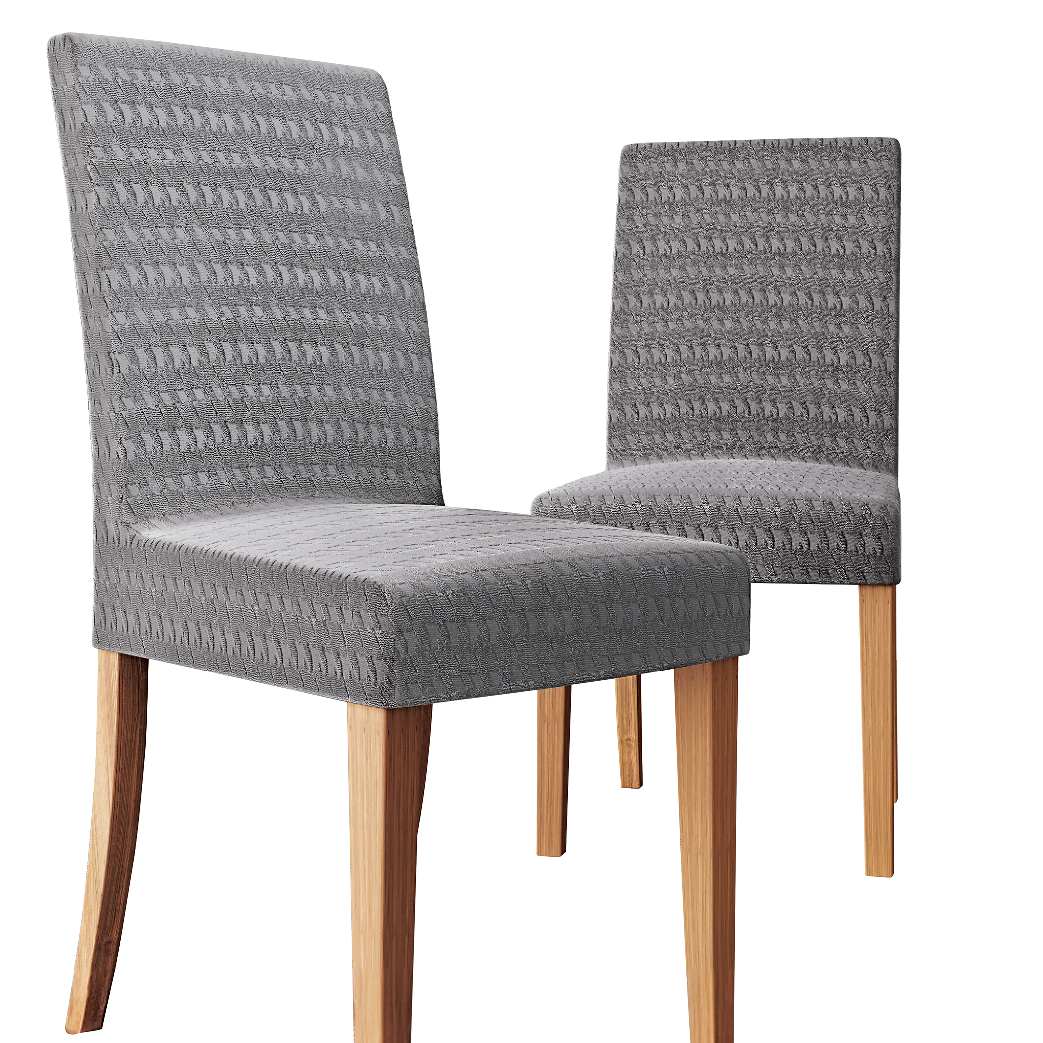 Houndstooth Textured Chair Slipcovers - Set of 2 Grey