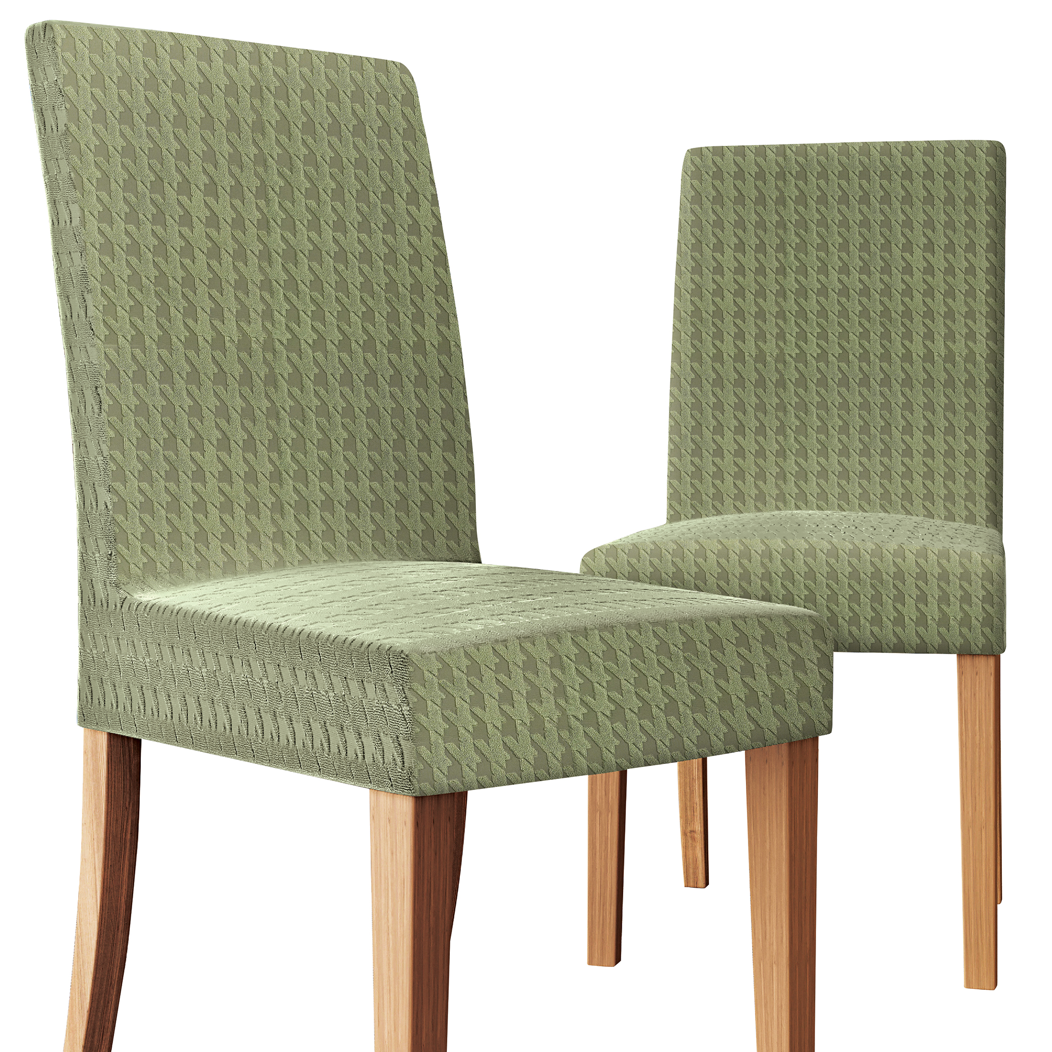 Houndstooth Textured Chair Slipcovers - Set of 2 Sage