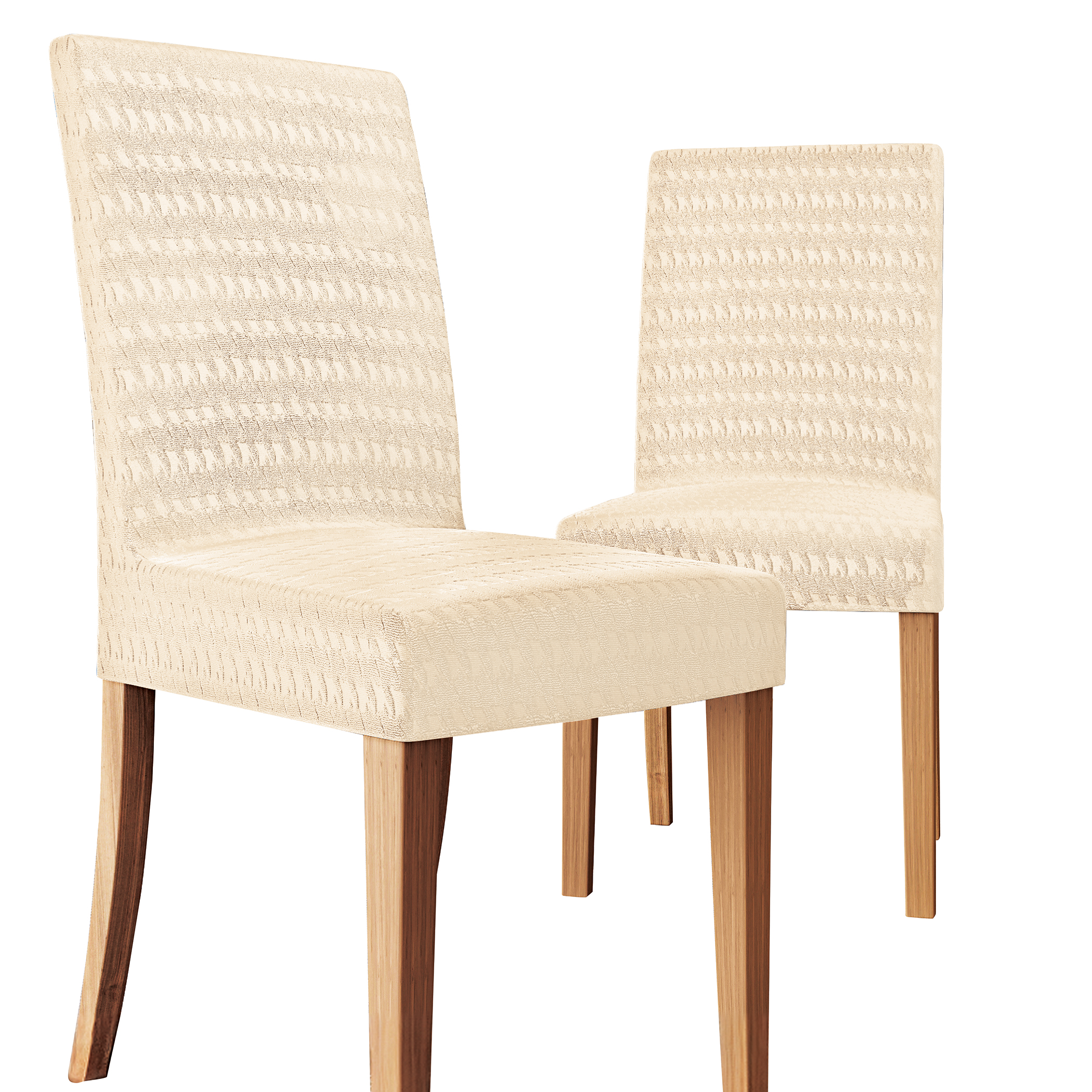 Houndstooth Textured Chair Slipcovers - Set of 2 Stone