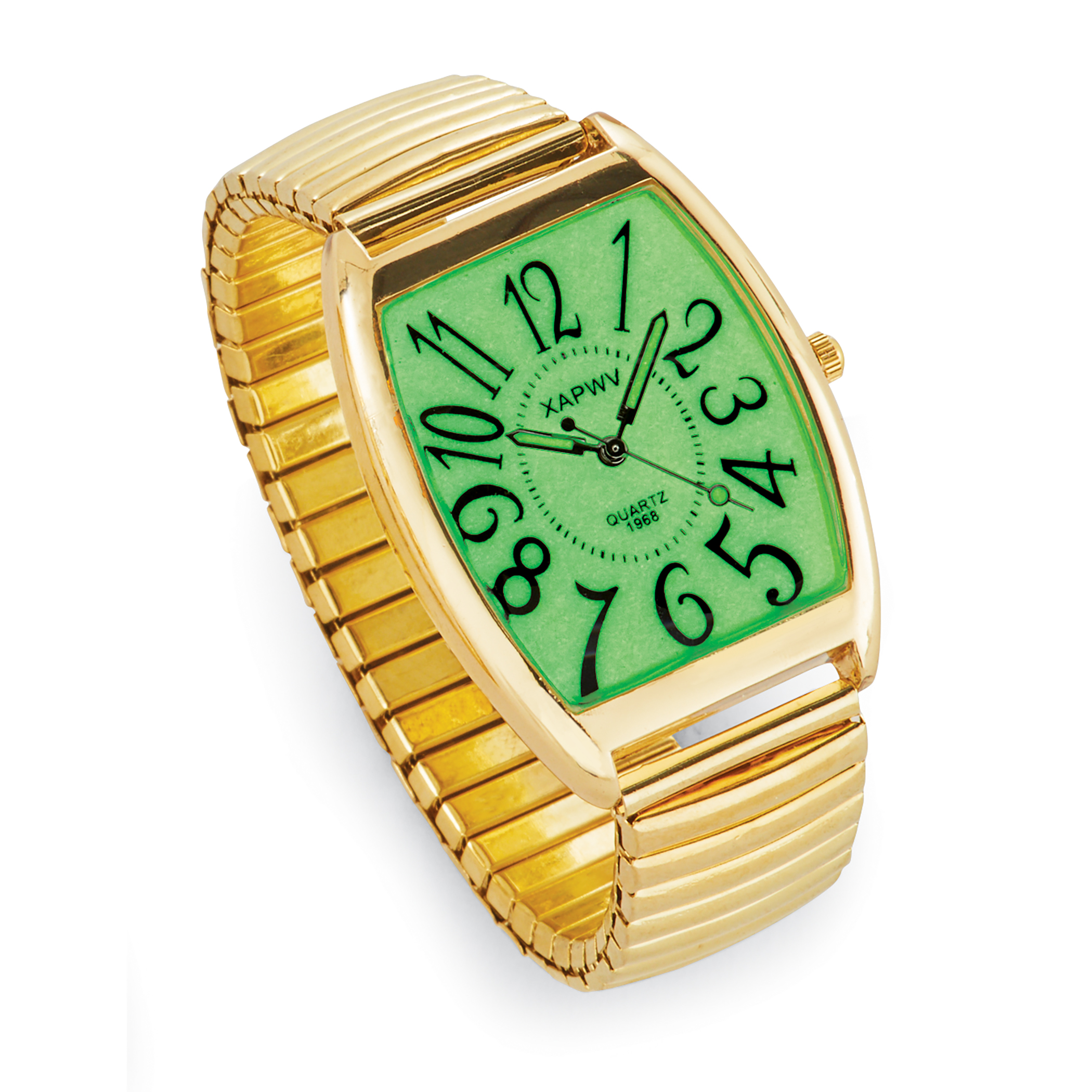 Glow-in-the-Dark Stretch Band Easy-to-Read Watch Men Gold