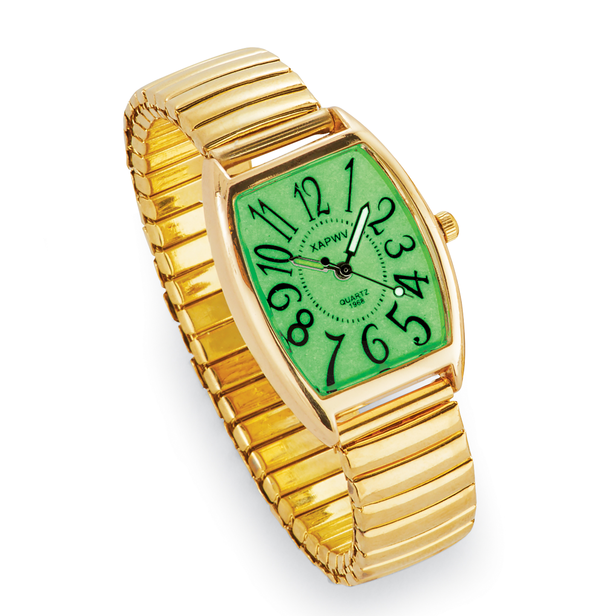 Glow-in-the-Dark Stretch Band Easy-to-Read Watch Women Gold