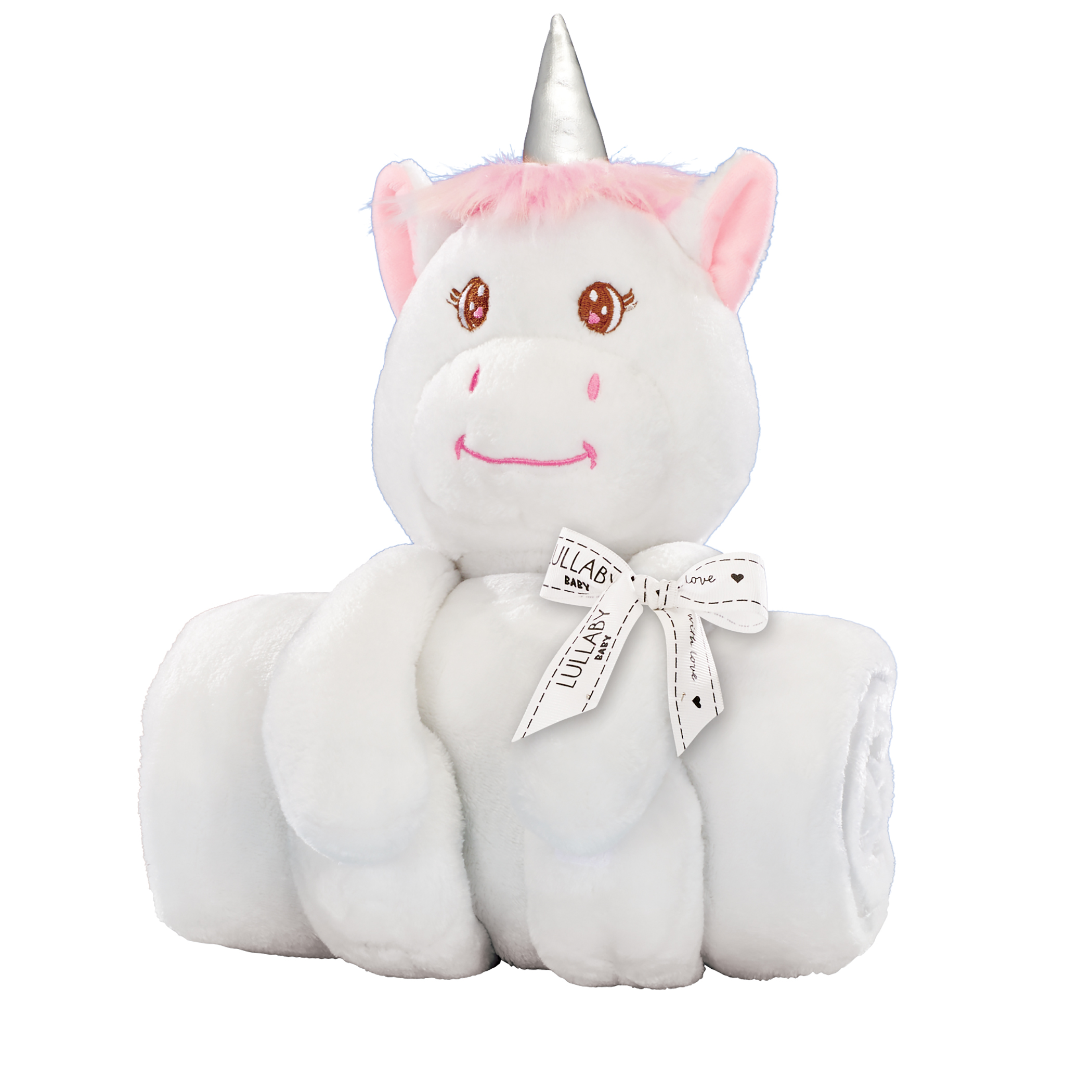Baby Blanket and Plush Animal 2-Piece Set Unicorn White