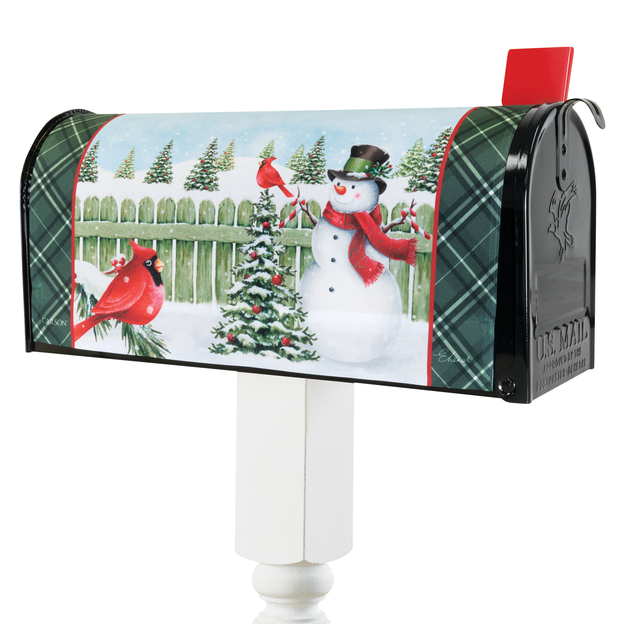Cheerful Snowman Winter Friends Magnetic Mailbox Cover