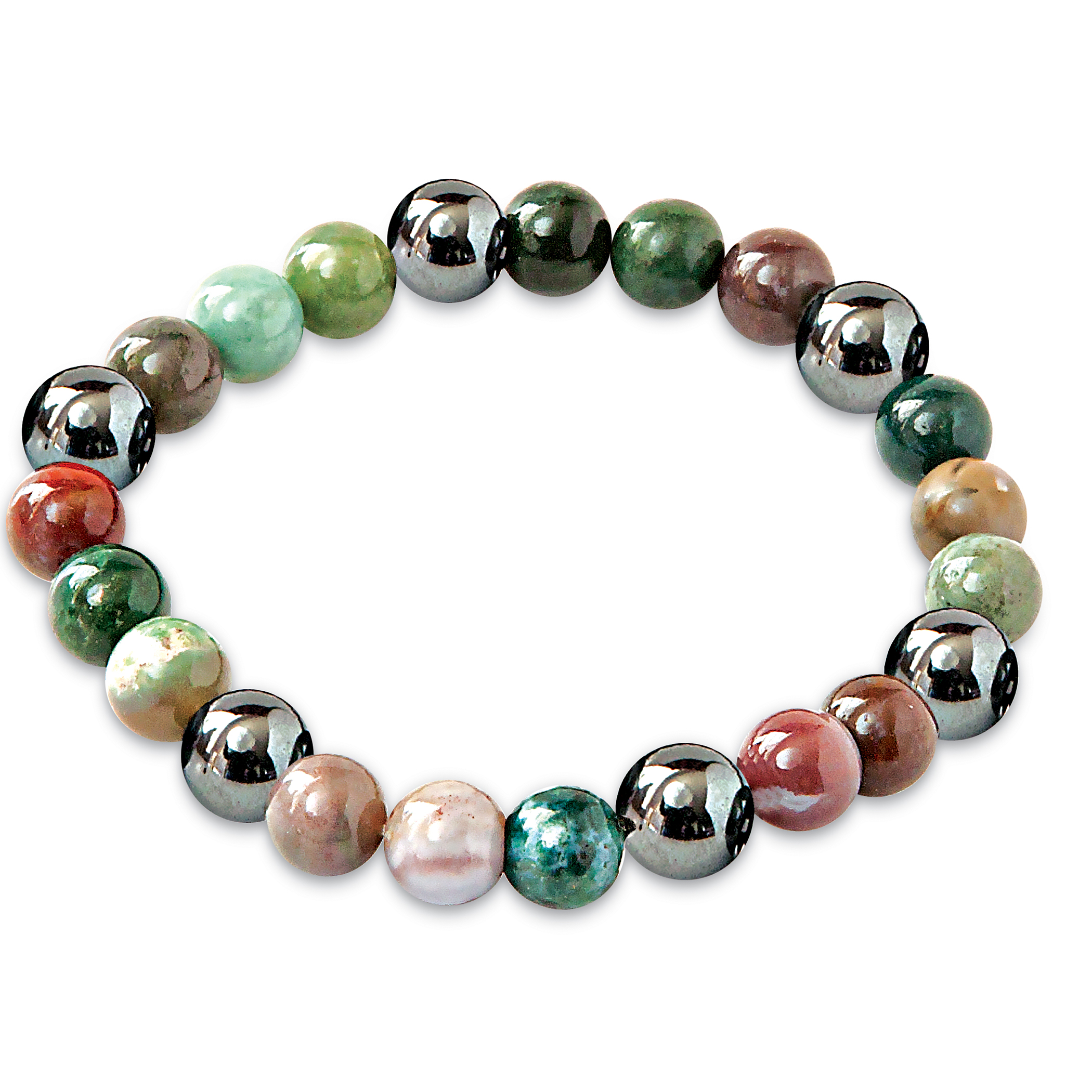 Lucky Magnetic Hematite Stone Stretch Bracelet Agate Multi