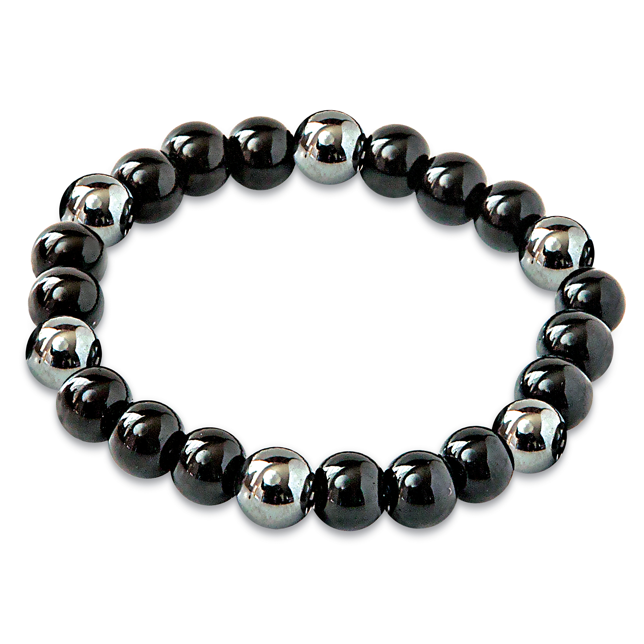 Lucky Magnetic Hematite Stone Stretch Bracelet Onyx Black