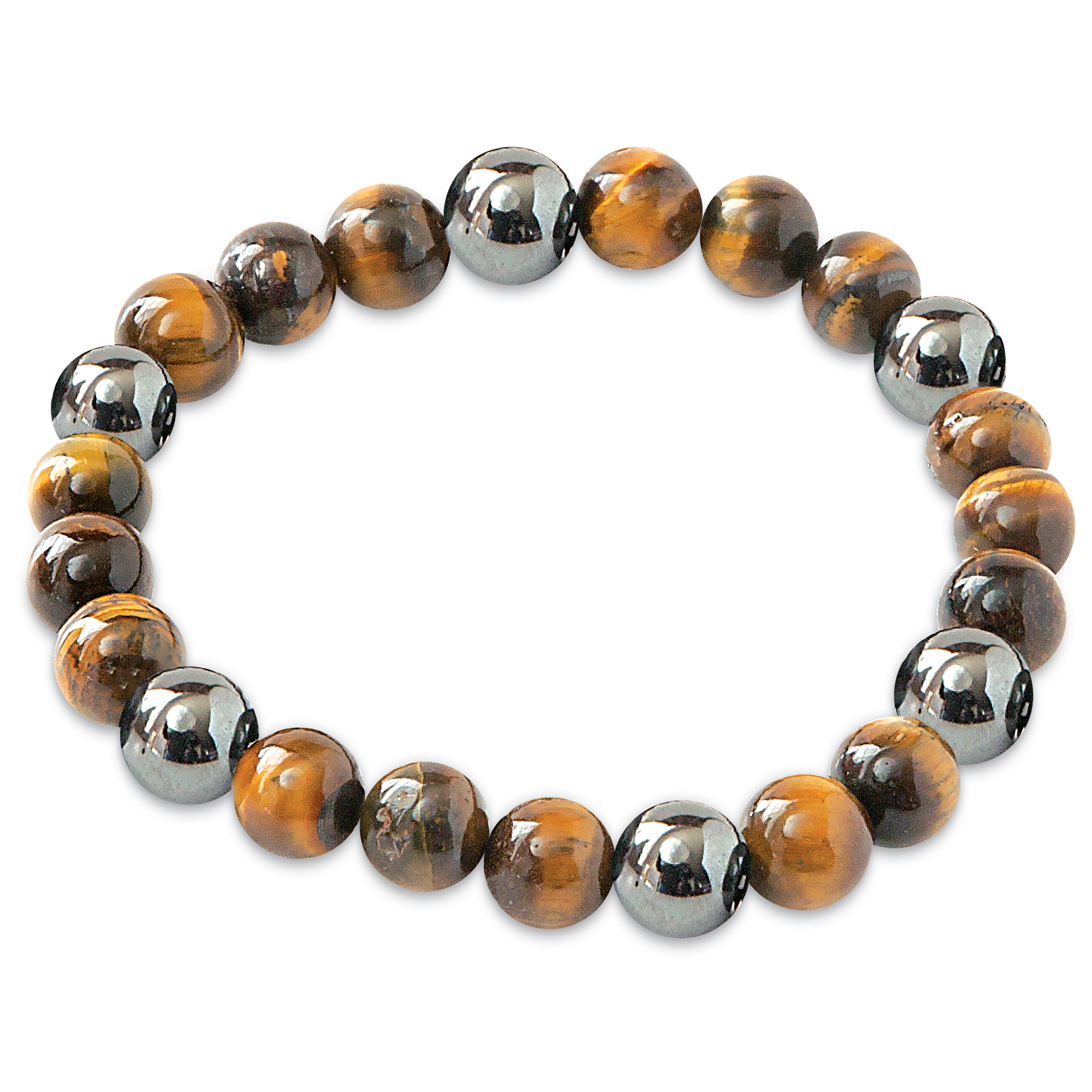 Lucky Magnetic Hematite Stone Stretch Bracelet Tigers Eye Orange