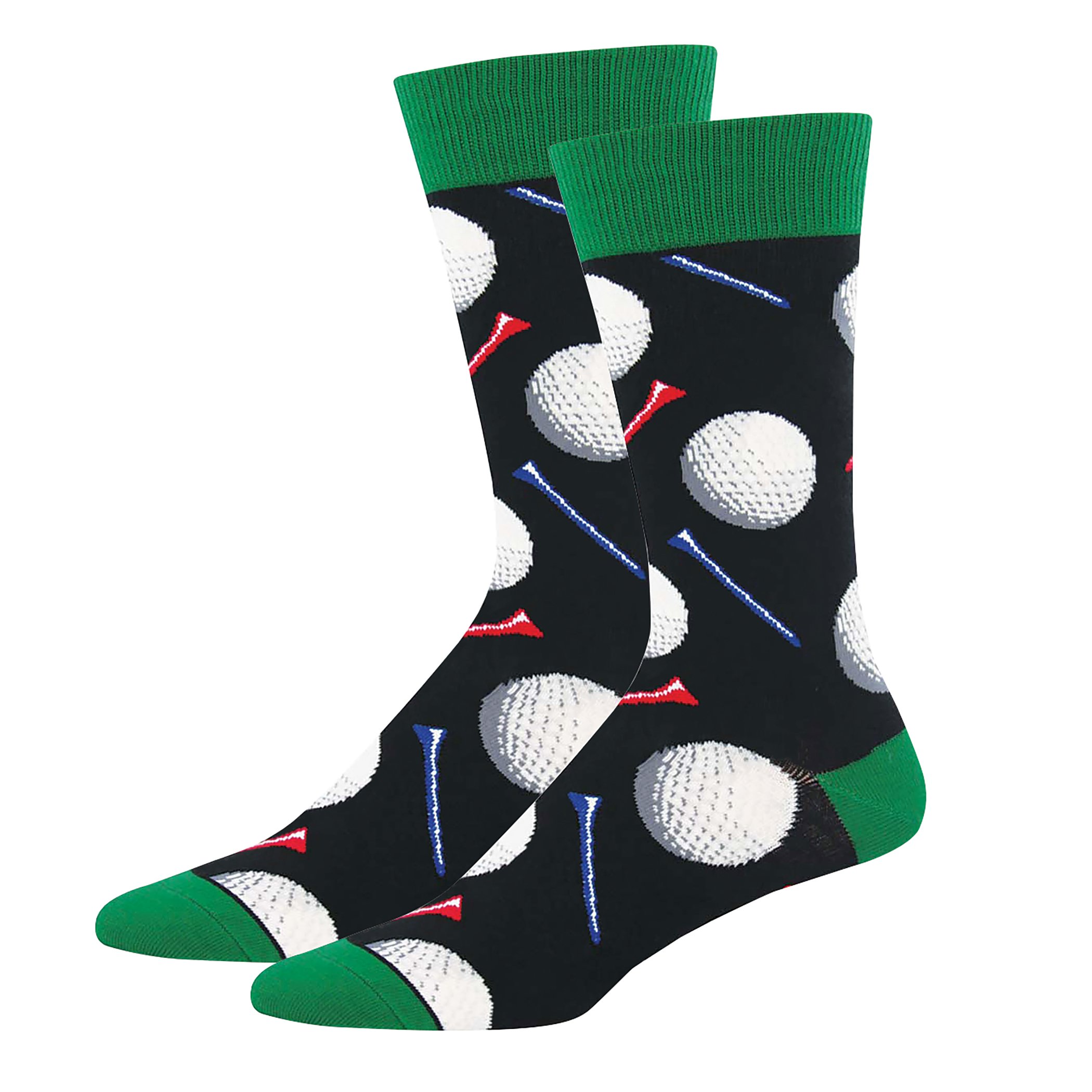 Comfortable Tee It Up Novelty Golf Men's Crew Socks Black