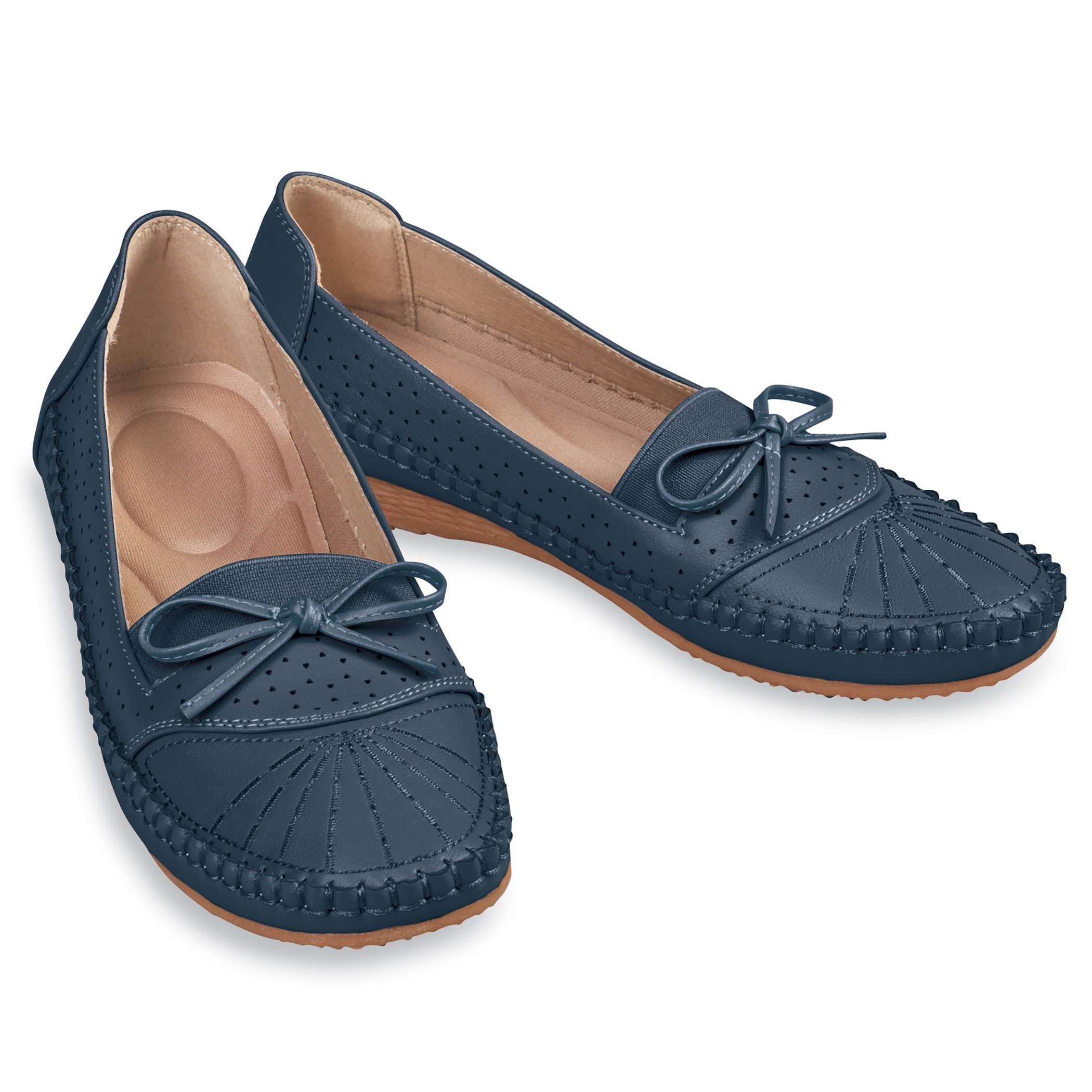 Stylish Stretch Panel Decorated Shoes with Built-In Arch Support 9 Women Navy
