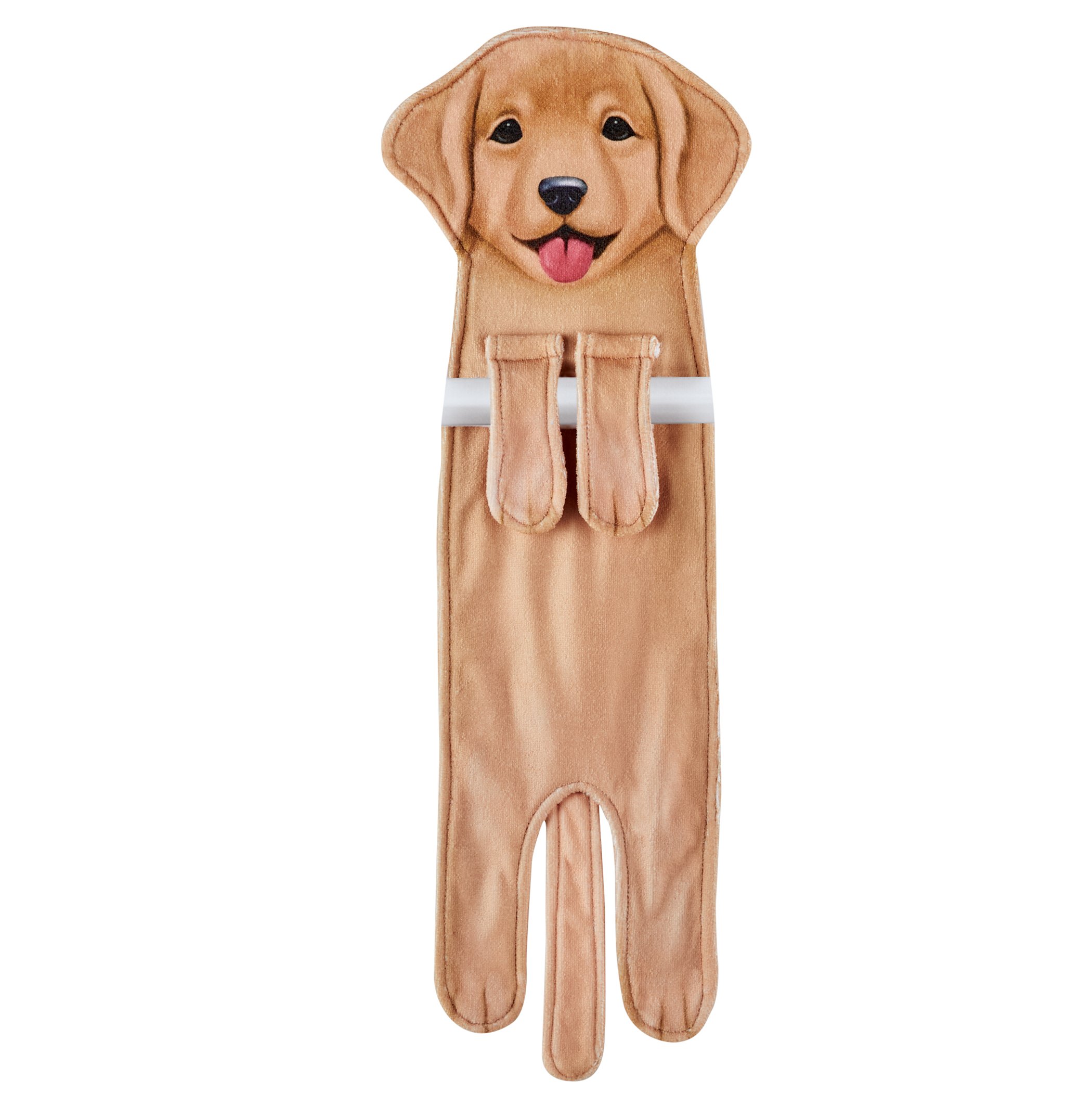 Adorable Dog-Shaped Hanging Kitchen Towel Golden Retriever Tan