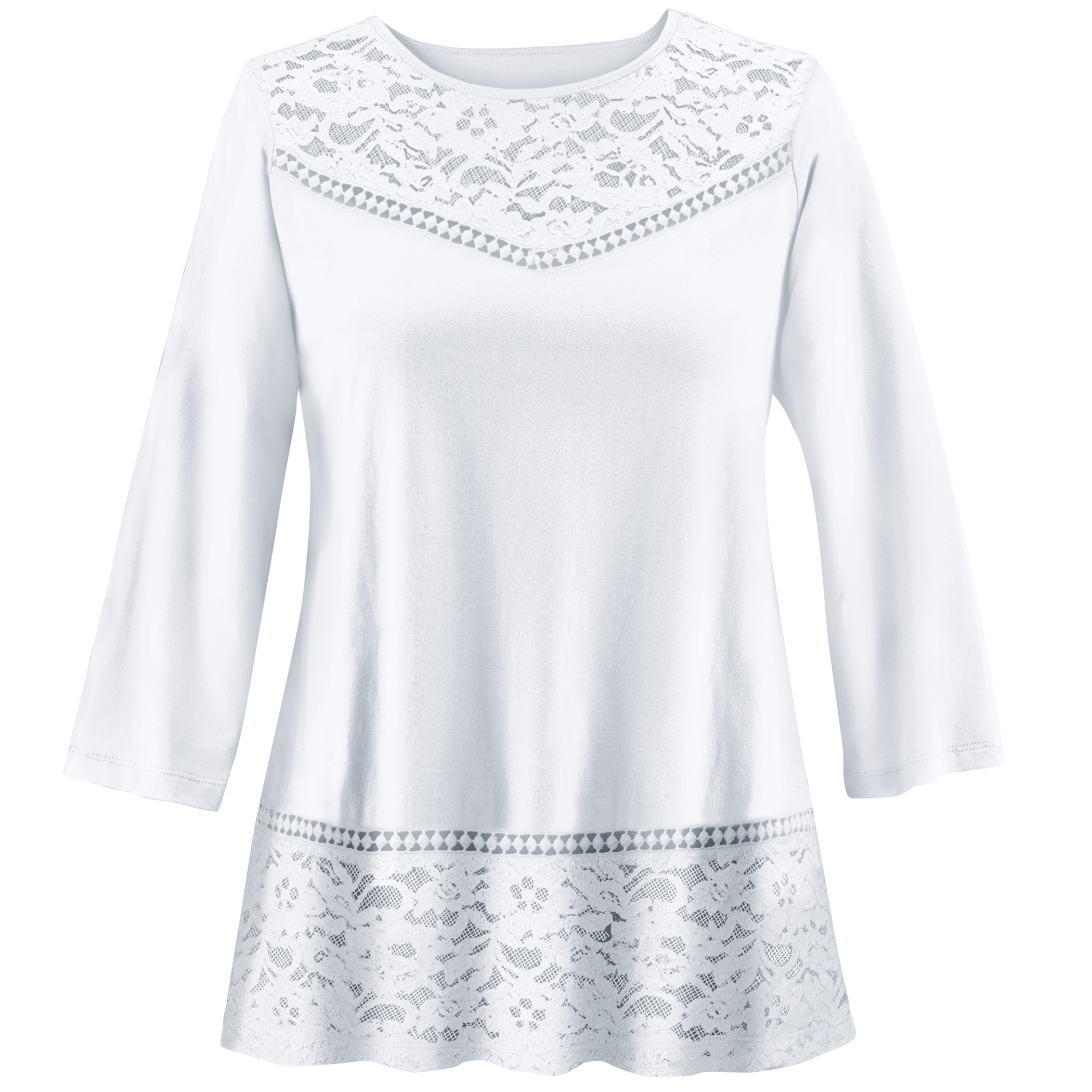 Stylish Lace Bodice & Hem 3/4 Length Sleeve Tunic - Picture 4 of 4
