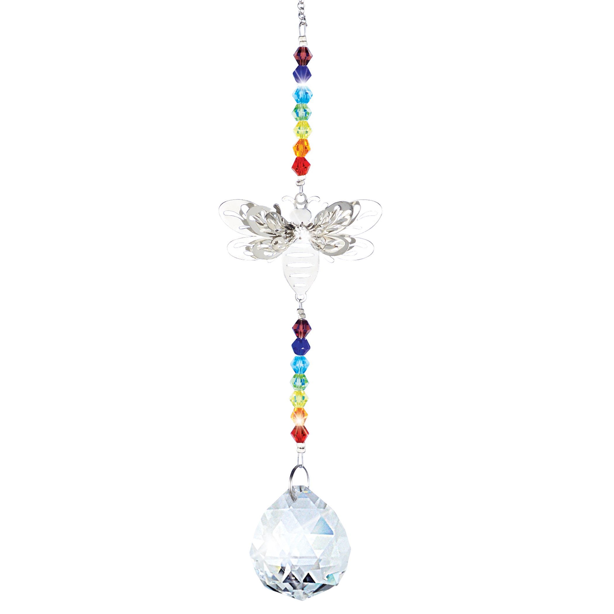 Metal Bee Rainbow Crystal Hanging Suncatacher Clear