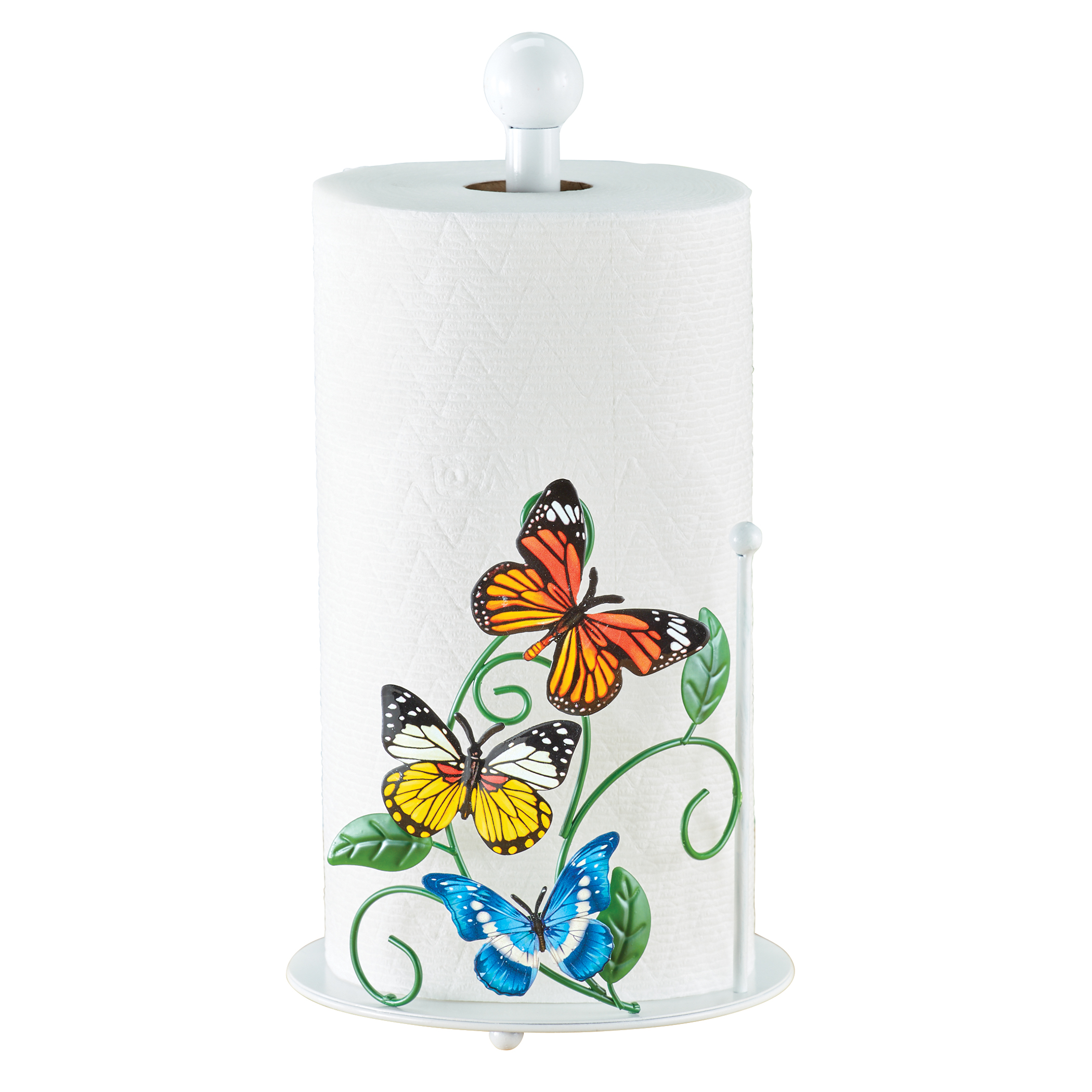 Colorful Butterflies Paper Towel Holder Green