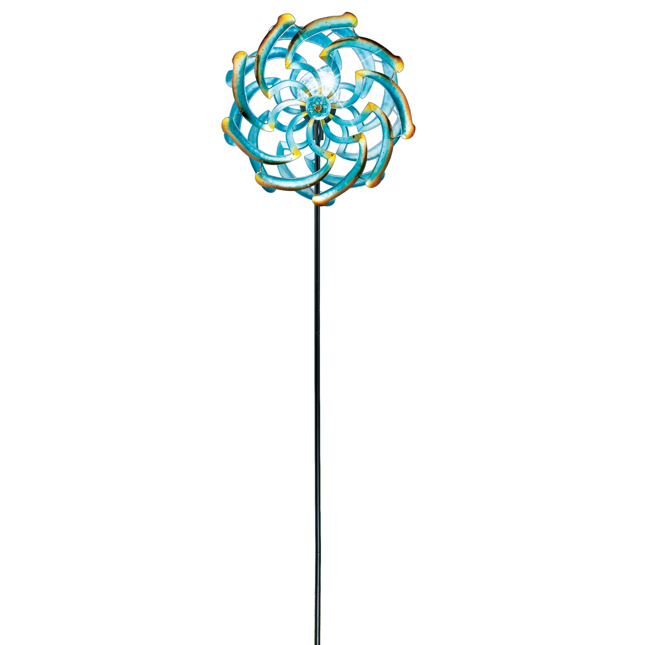 Double Solar Powered Wind Spinner Garden Stake