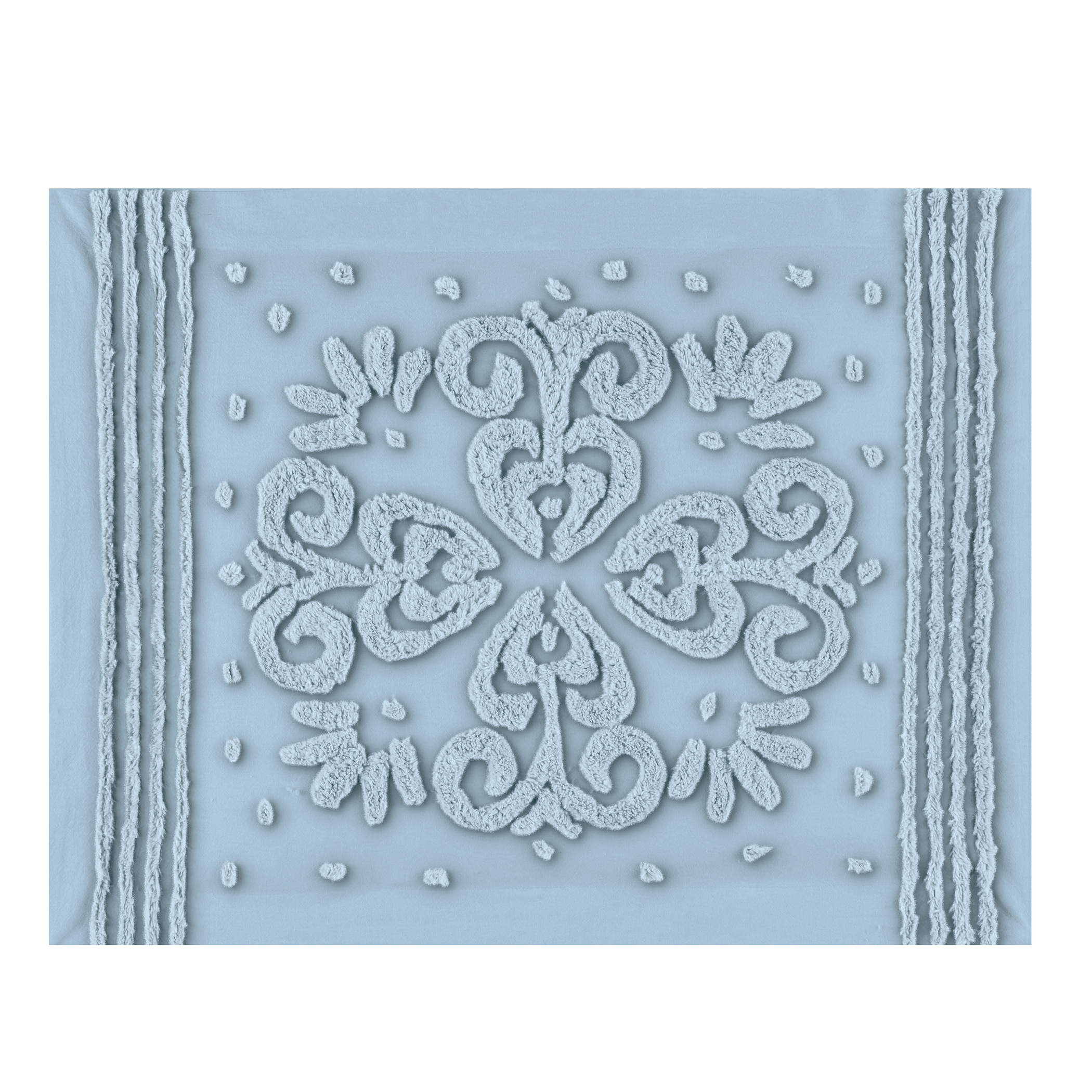 Abigail Ruffled Edge Textured Chenille Pillow Sham Sham Gender Neutral Light Blue
