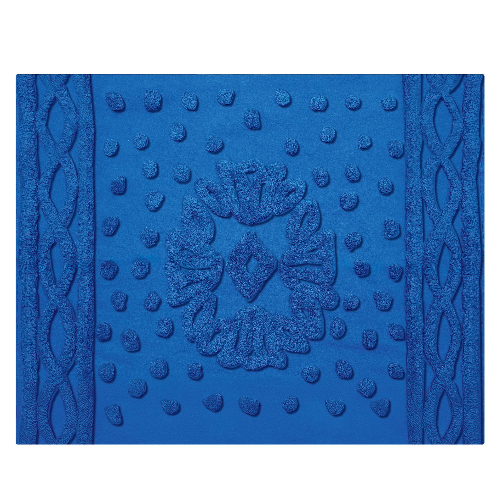Emerson Chenille Textured Medallion Fringe Border Pillow Sham Sham Gender Neutral Blue