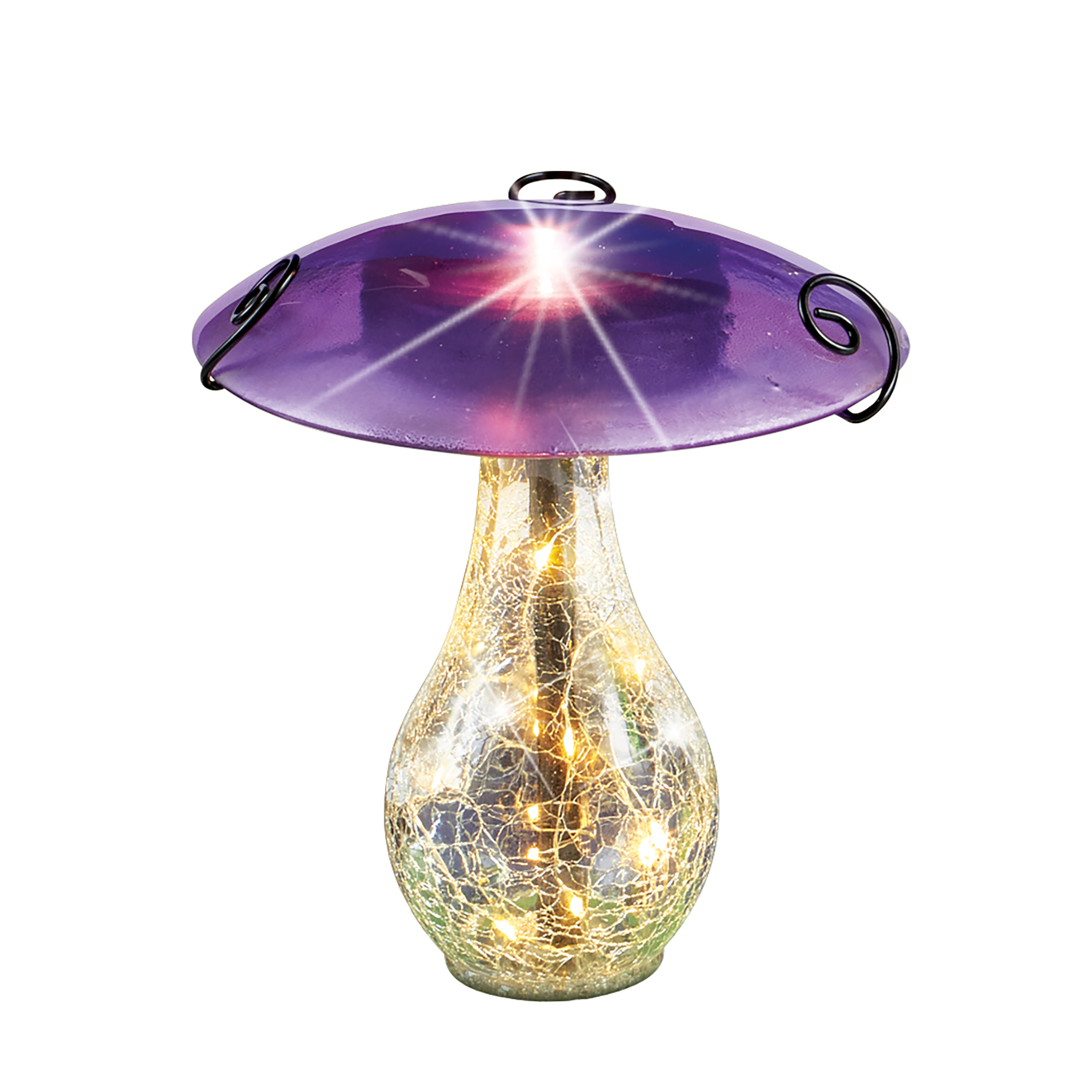 LED Lighted Glass Mushroom Solar Powered Garden Stake Purple