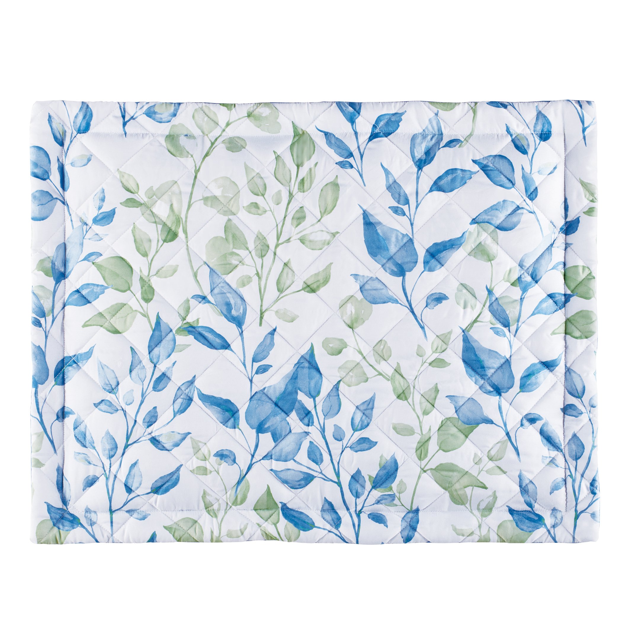 Scaling Leaves Design Cozy Quilted Pillow Sham Sham Gender Neutral Blue/Green, Blue/Green