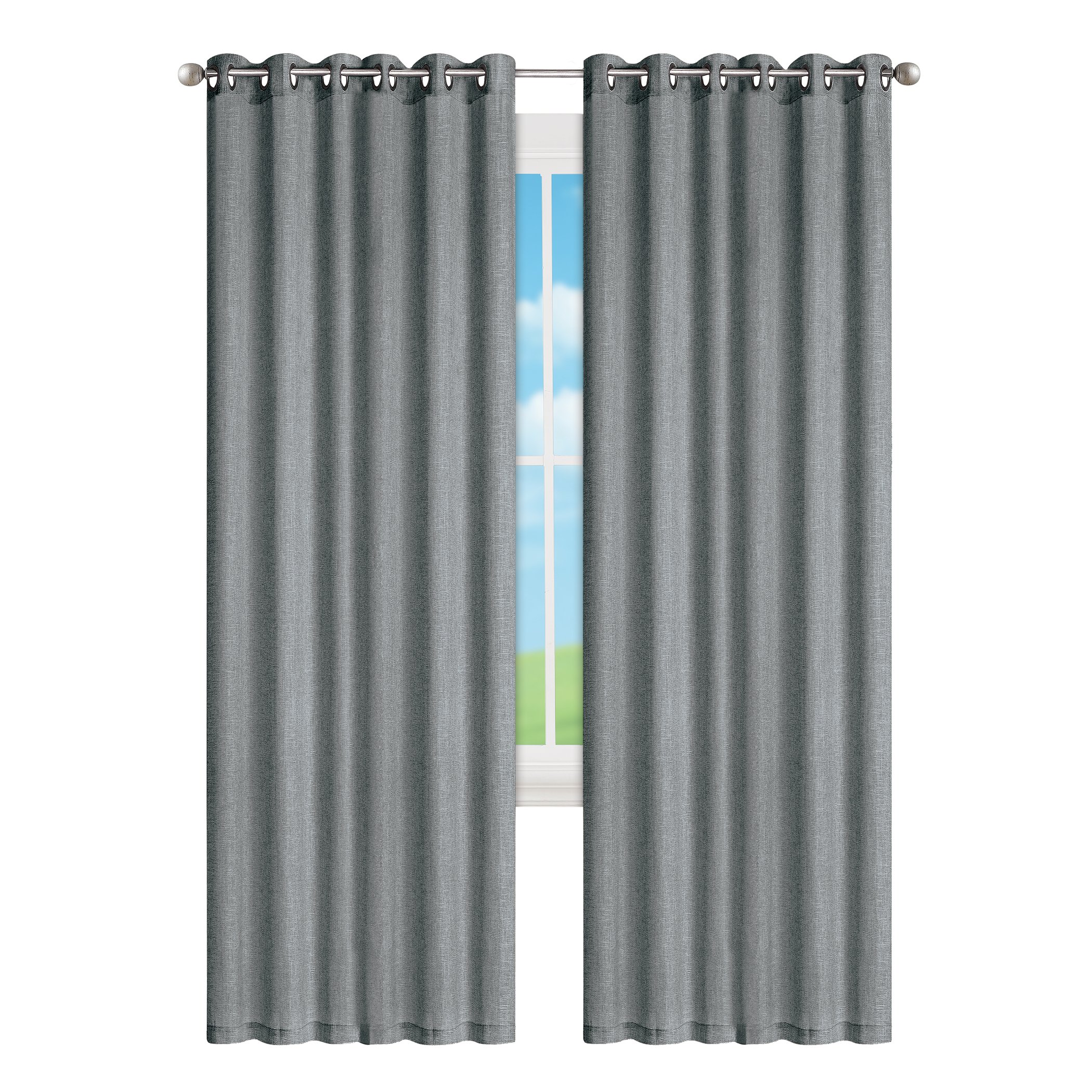 Lovely Hashton Faux Linen Woven Curtain Panel Gray