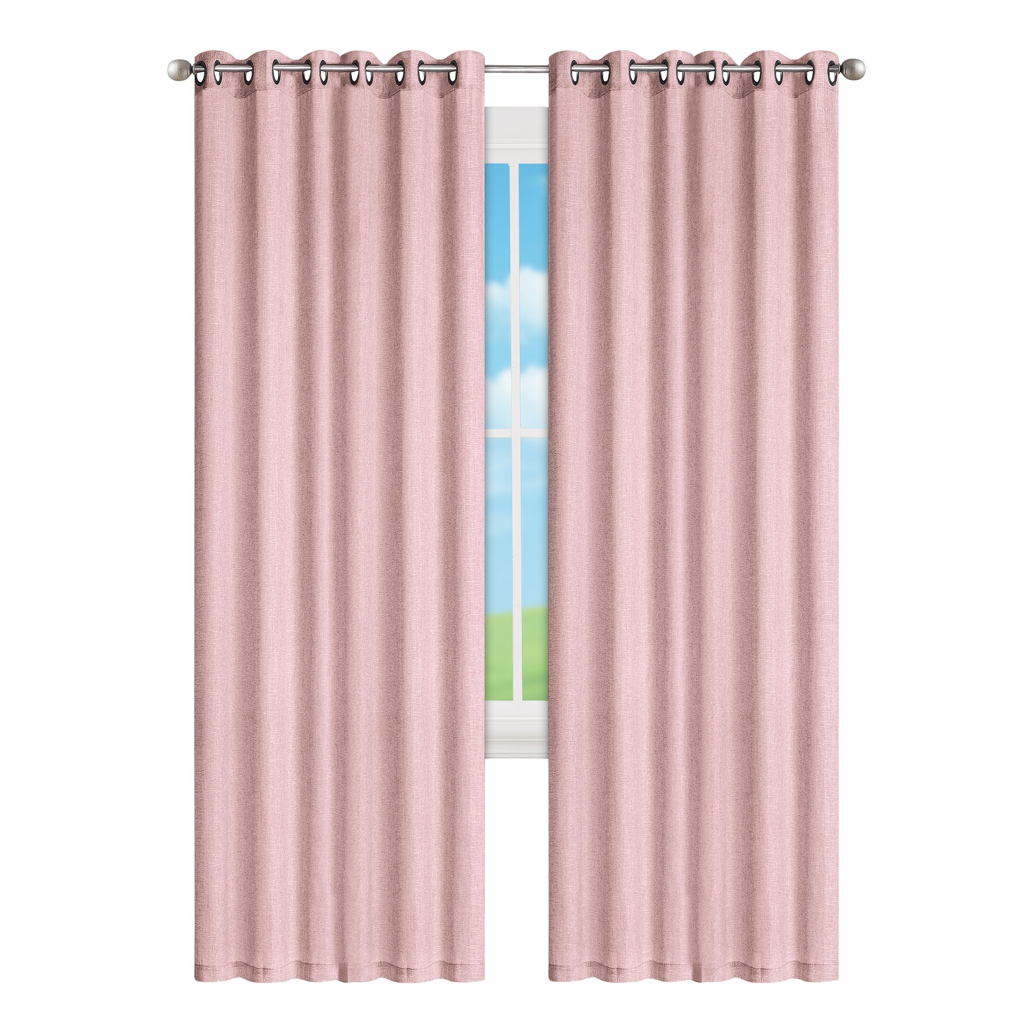 Lovely Hashton Faux Linen Woven Curtain Panel Rose