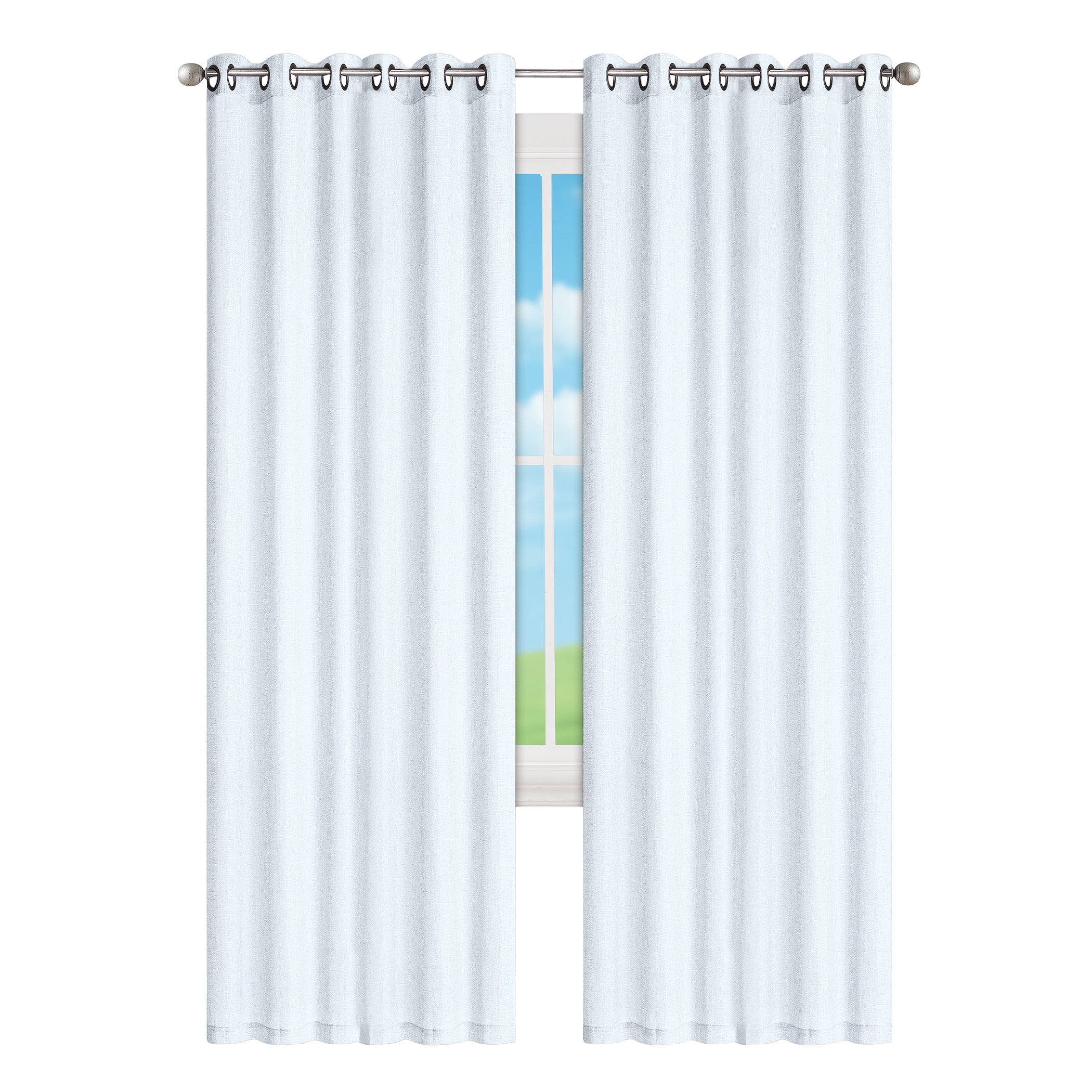Lovely Hashton Faux Linen Woven Curtain Panel White