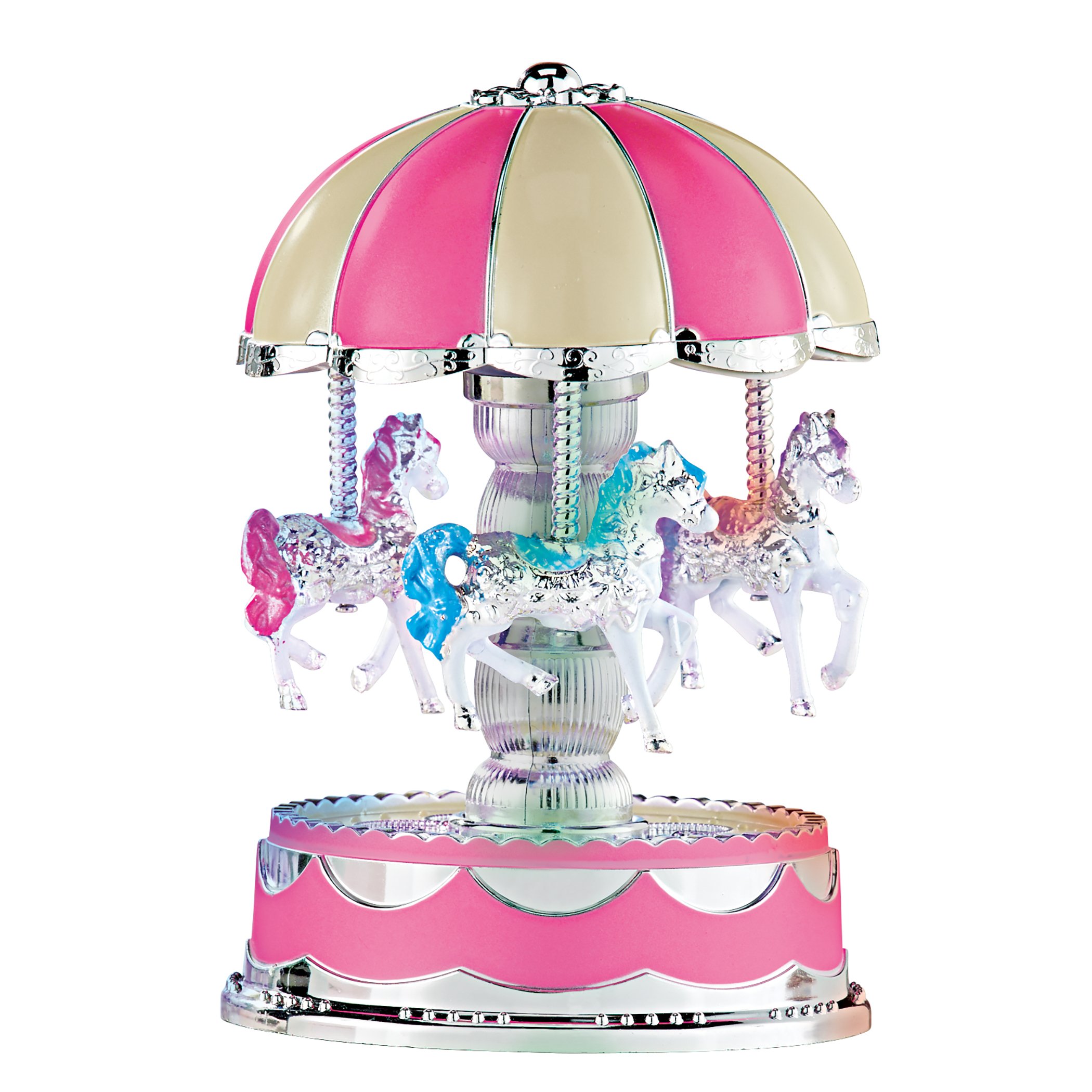 LED Lighted Colorful Musical Carousel Toy Pink