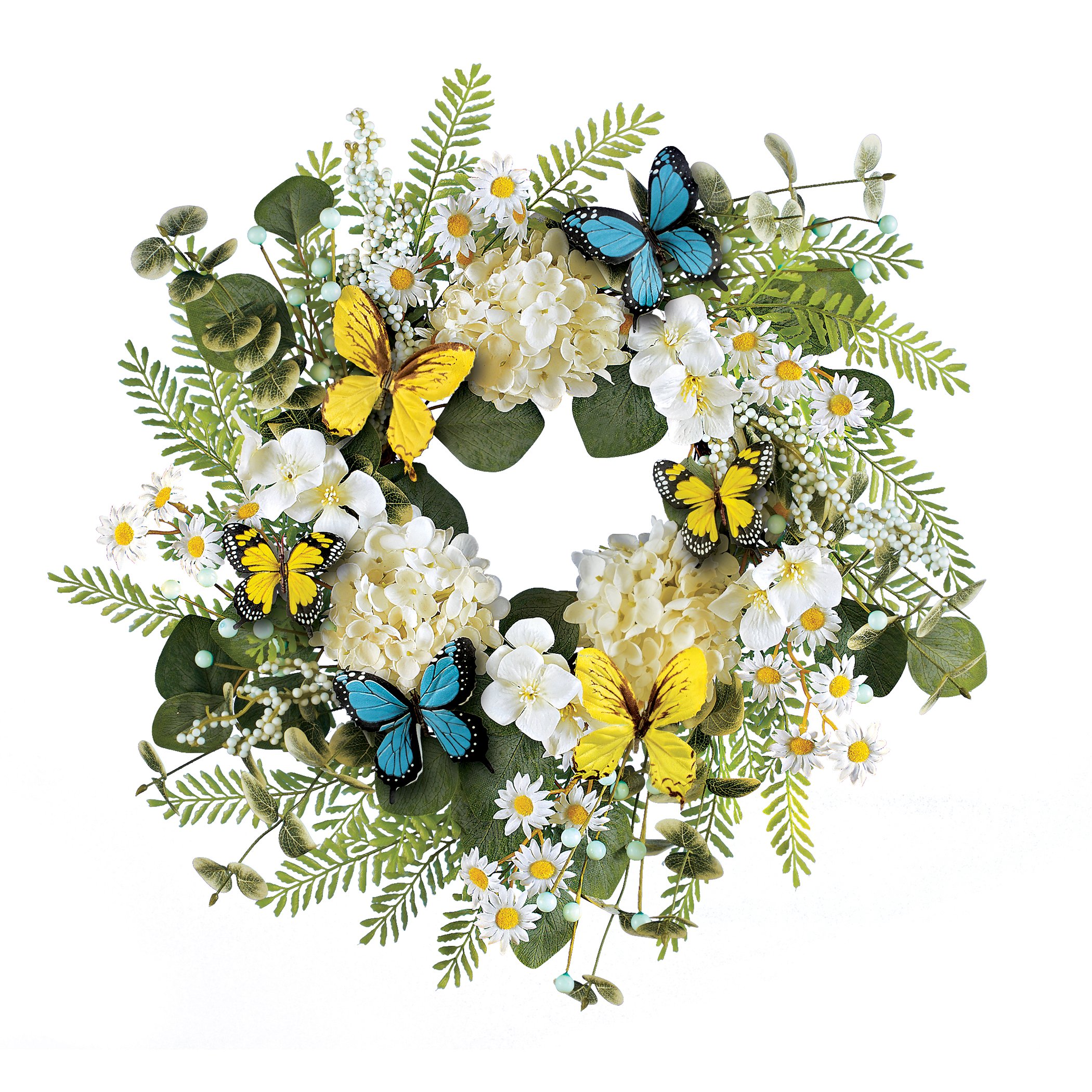 Beautiful Hydrangea Butterfly Garden Hanging Artificial Wreath