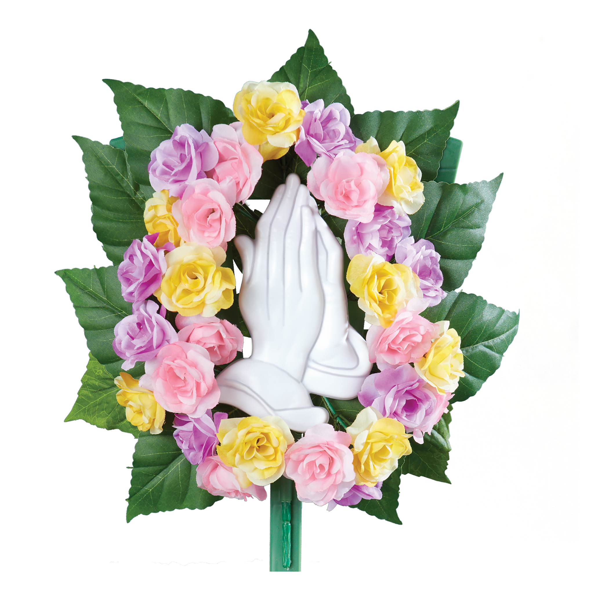 Colorful Artificial Rose Praying Hands Memorial Bush Stake
