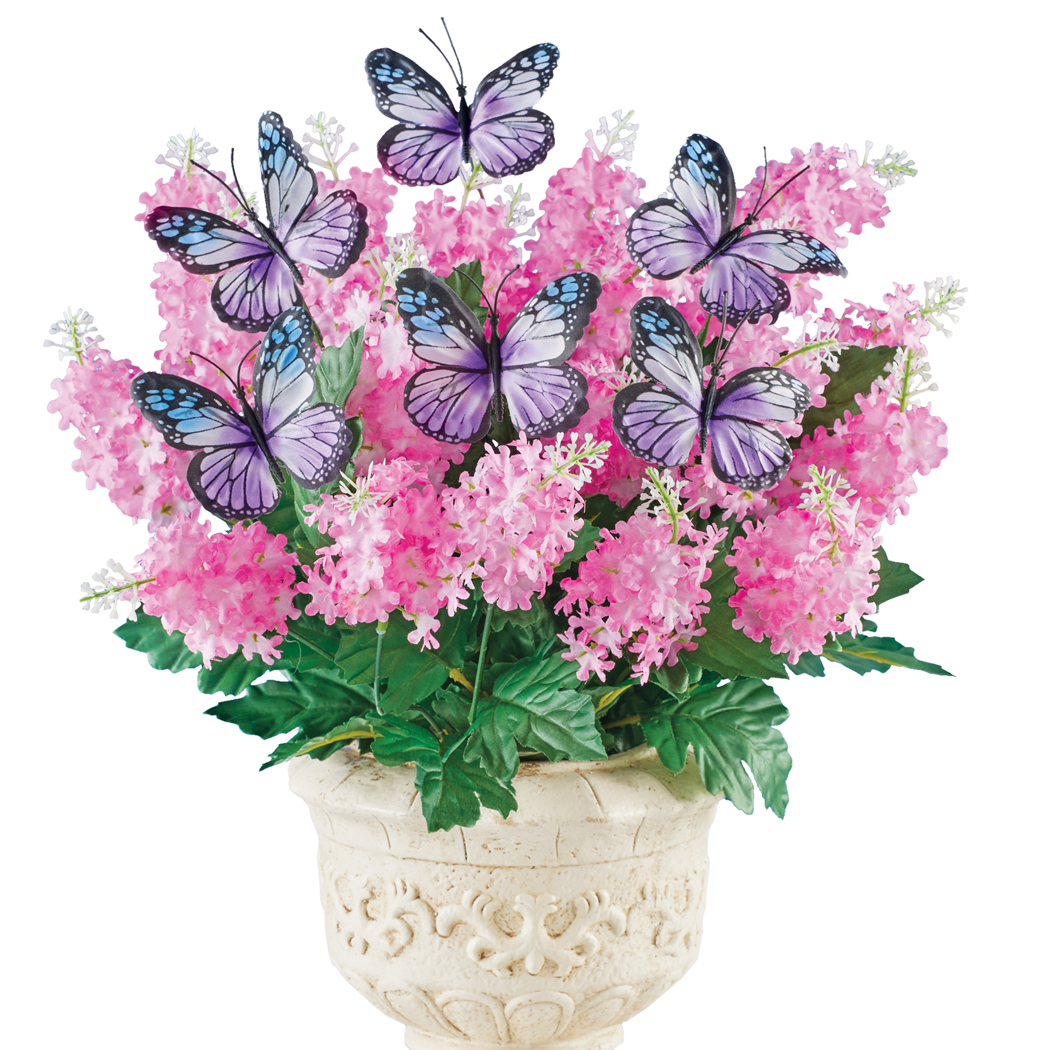 Artificial Lilac Butterfly Bushes - Set of 3 Pink