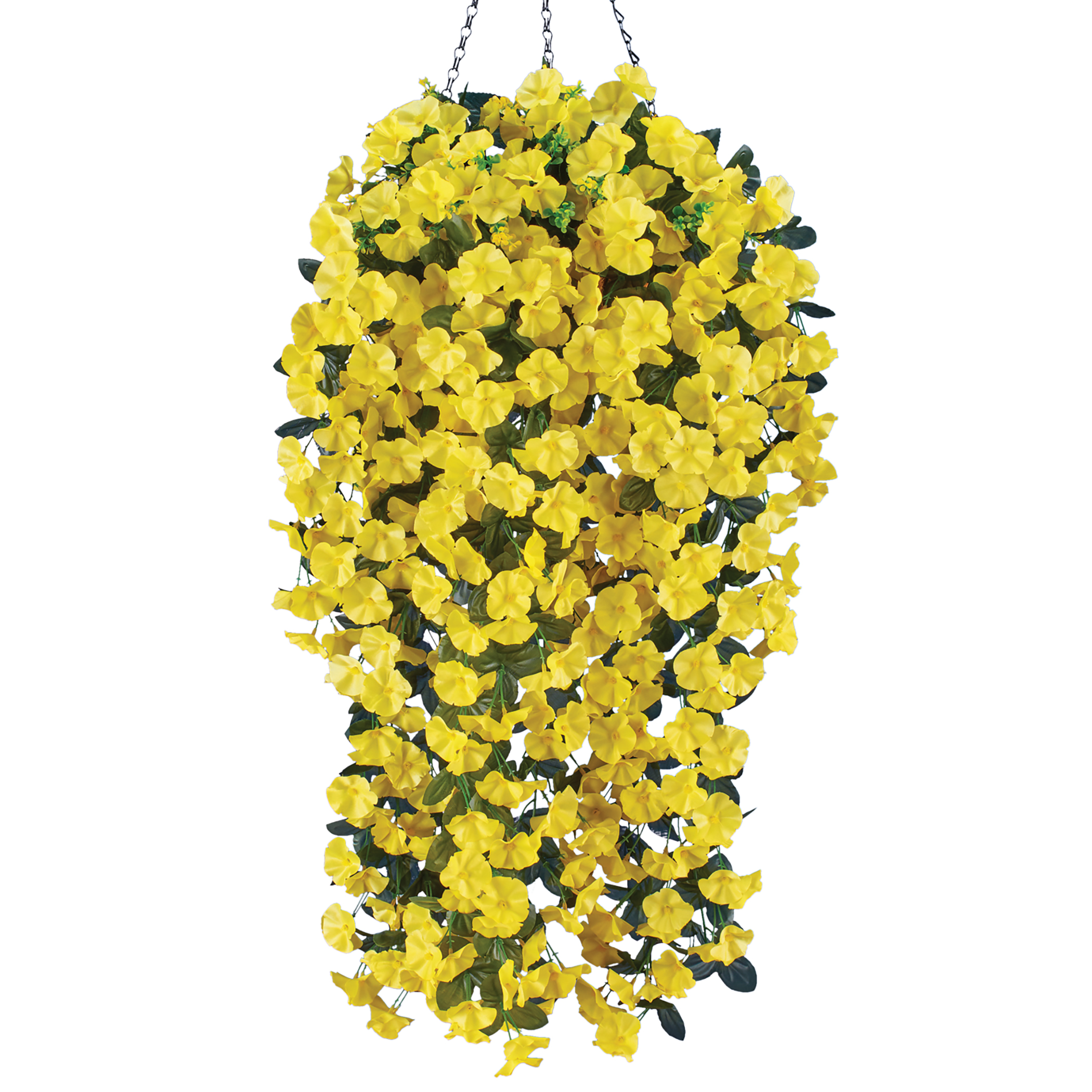Artificial Petunia Hanging Bushes - Set of 3 Yellow