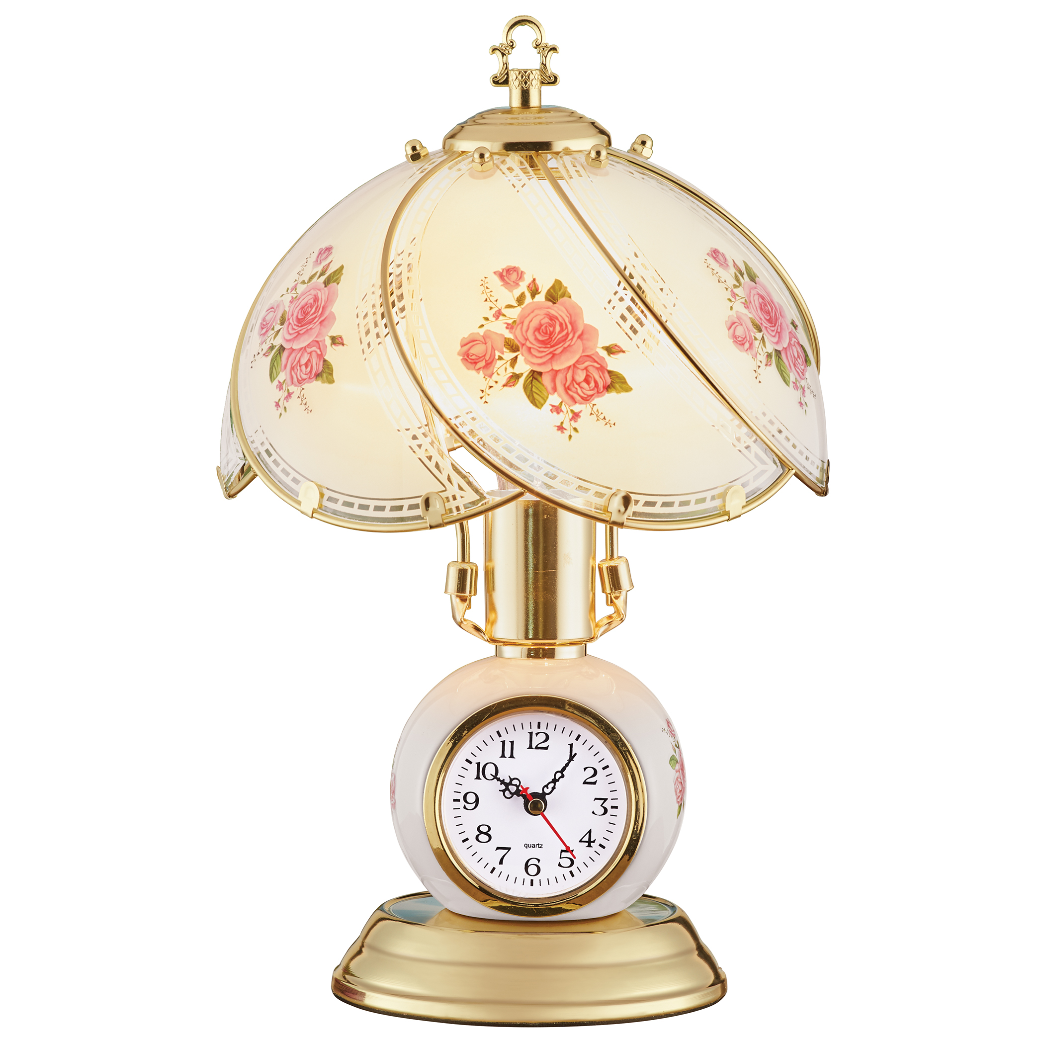 Rose Gold-Toned Clock Base Touch Table Lamp Pink