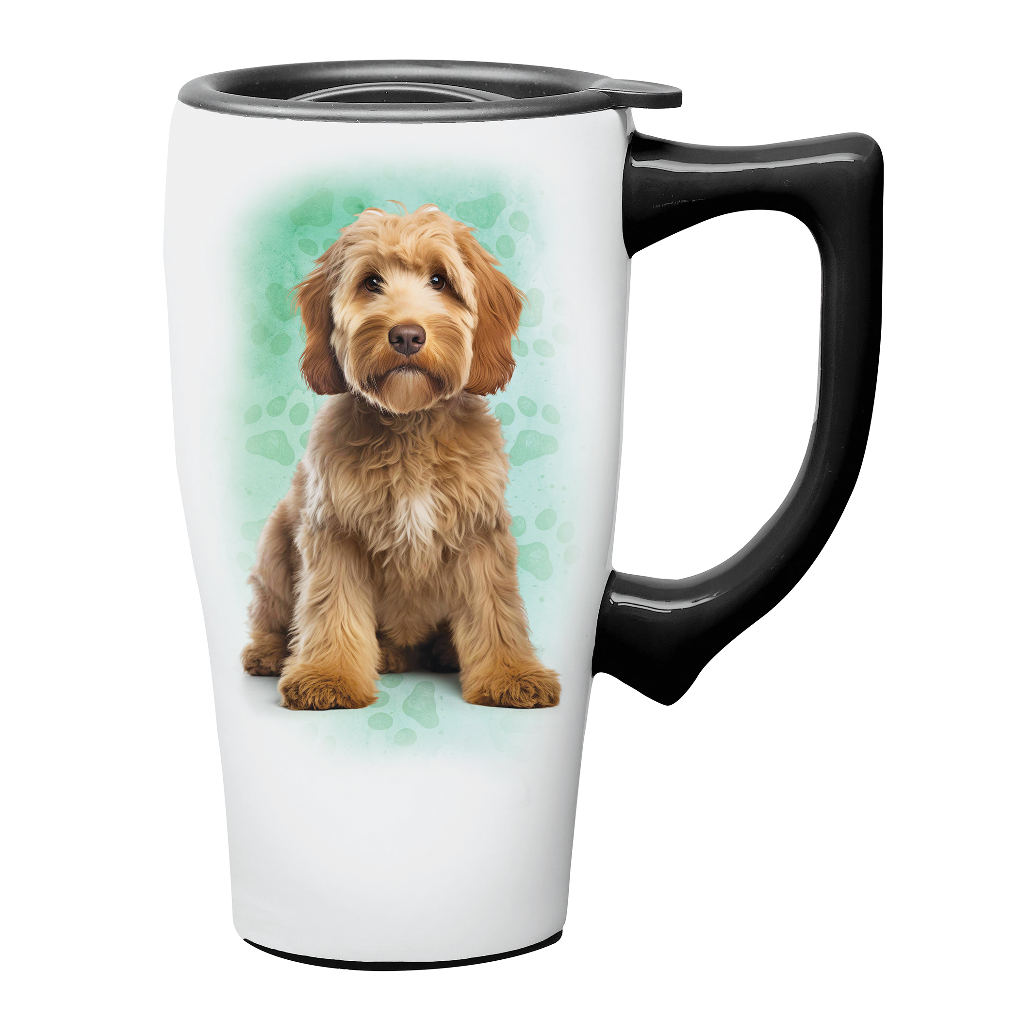 Dog 18 oz. Ceramic Dishwasher Safe Travel Mug Doodle Blue