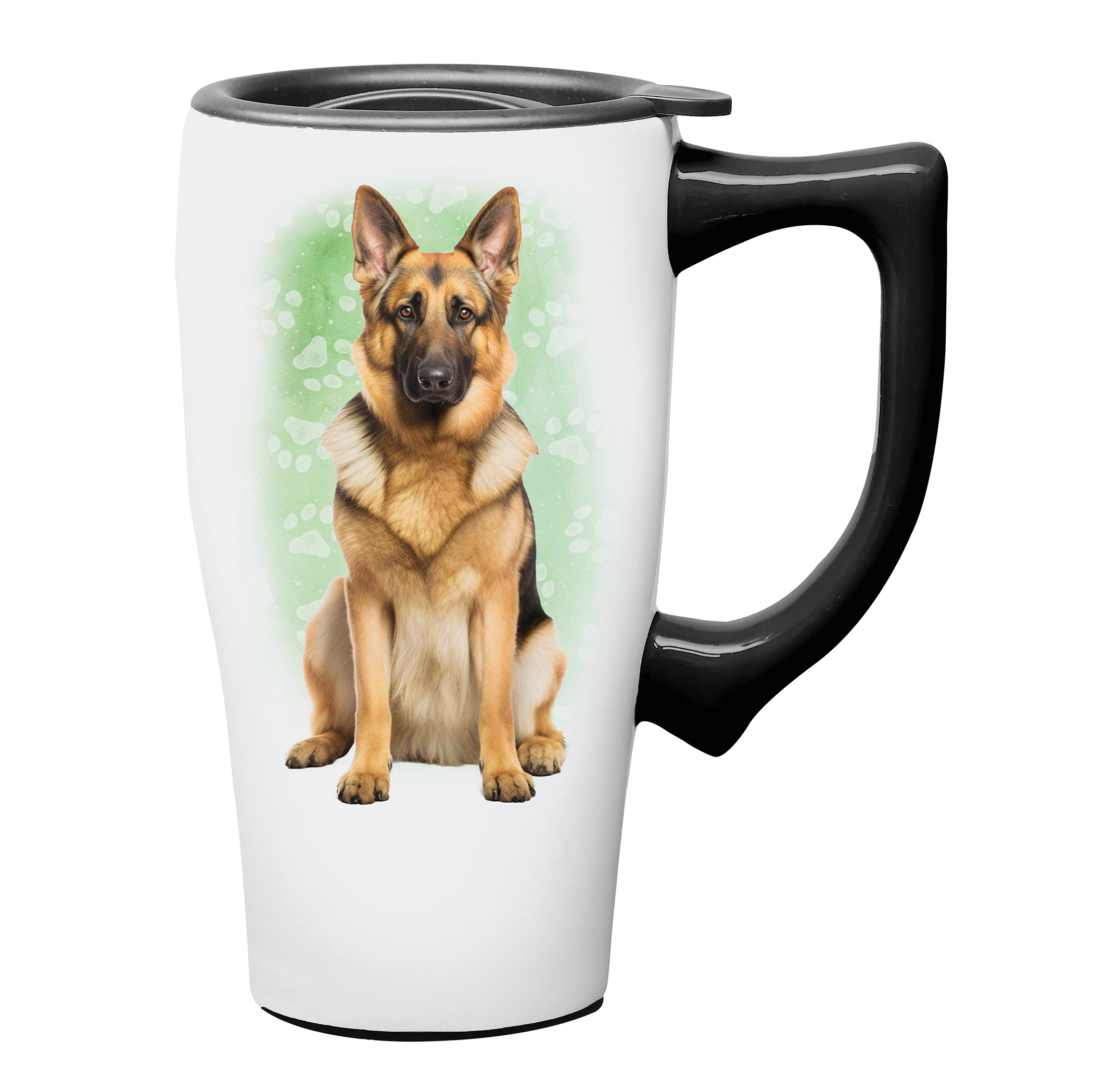 Dog 18 oz. Ceramic Dishwasher Safe Travel Mug German Shepherd Blue
