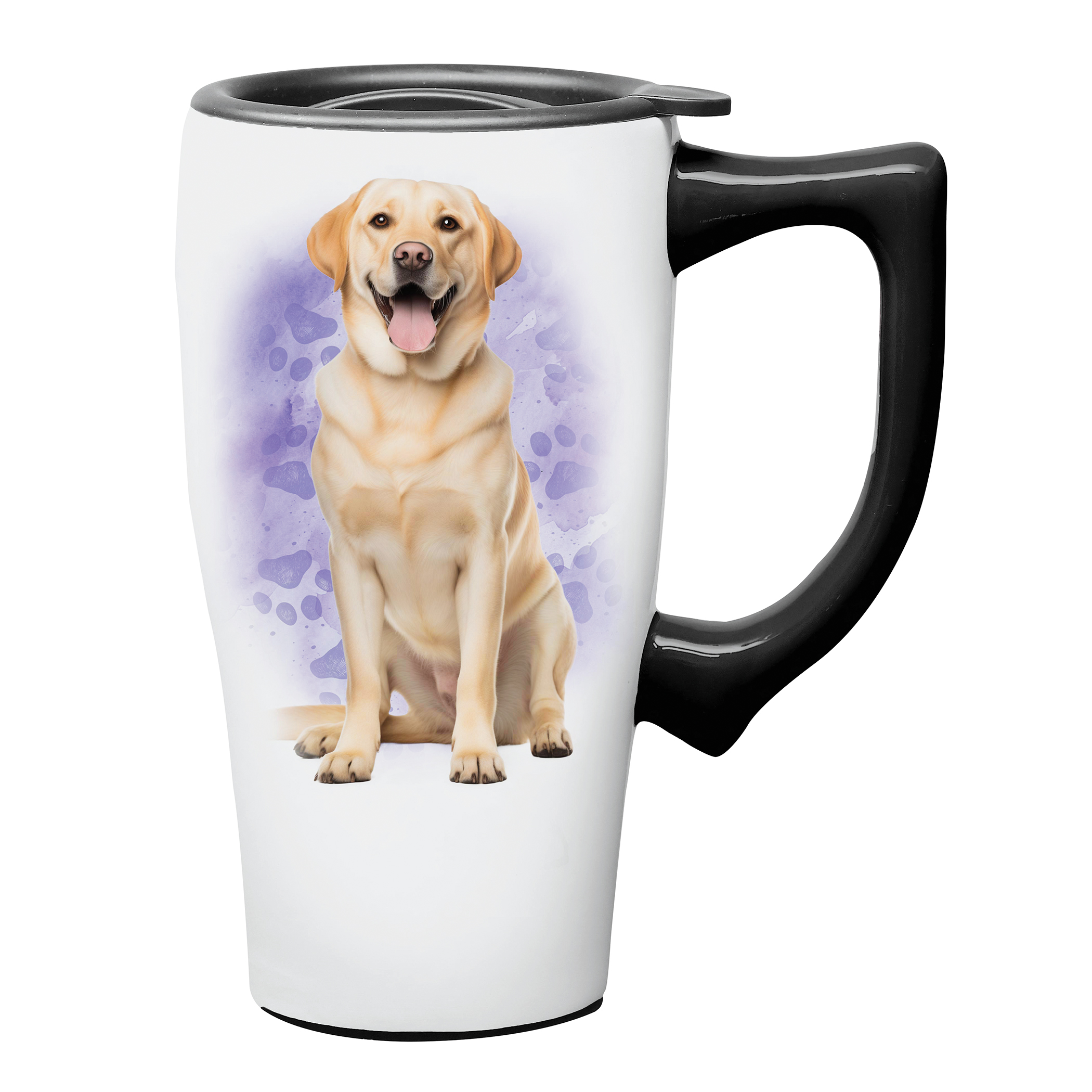 Dog 18 oz. Ceramic Dishwasher Safe Travel Mug Yellow Labrador