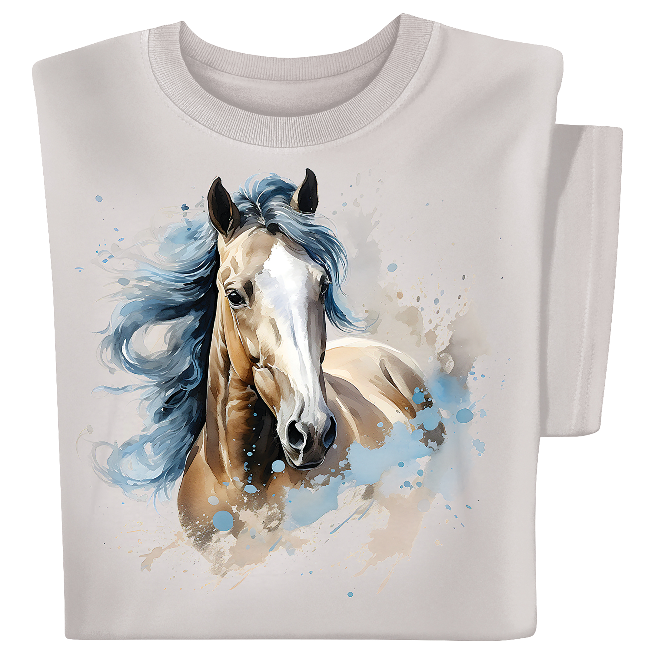 Watercolor Horse Short Sleeve Graphic T-Shirt XX-Large Gender Neutral Ice Grey