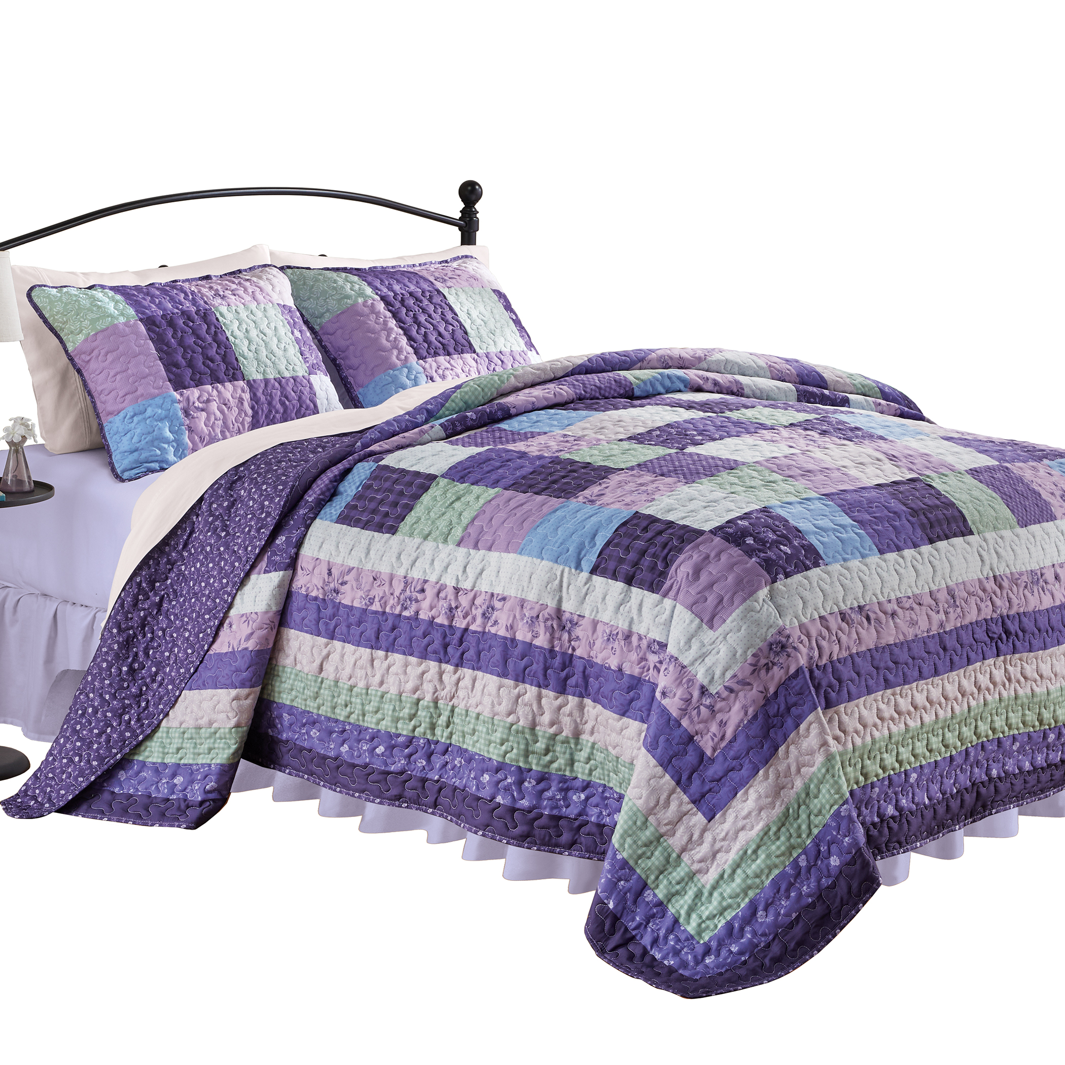 Daphne Oversized Floral Patchwork Quilt King Gender Neutral Lavender Multi