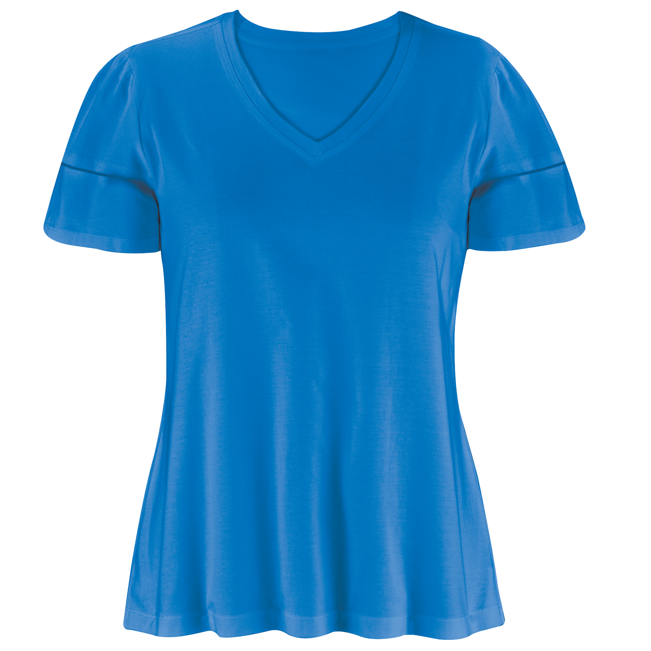 Stylish Double Layer Flutter Sleeve V-Neck Top X-Large Gender Neutral Royal Blue