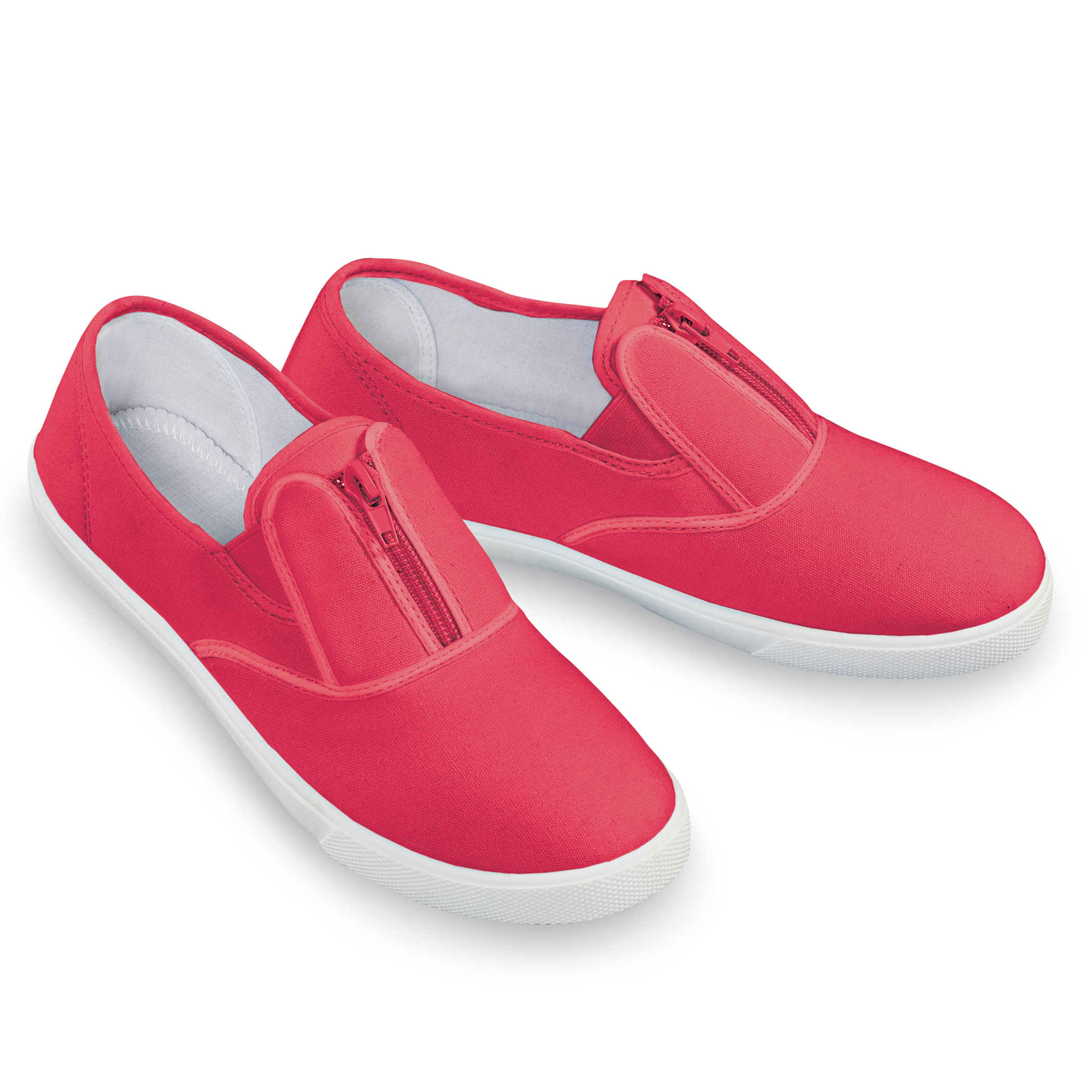 Easy-to-Wear Stretch Zip-Up Padded Insole Sneakers 6 Red