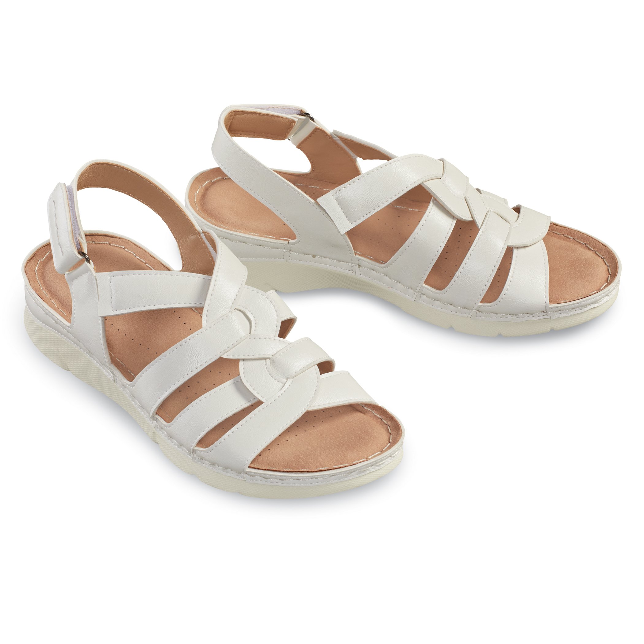 Adjustable Elasticized Braid Design Straps Cushioned Insole Sandals 7 Women White