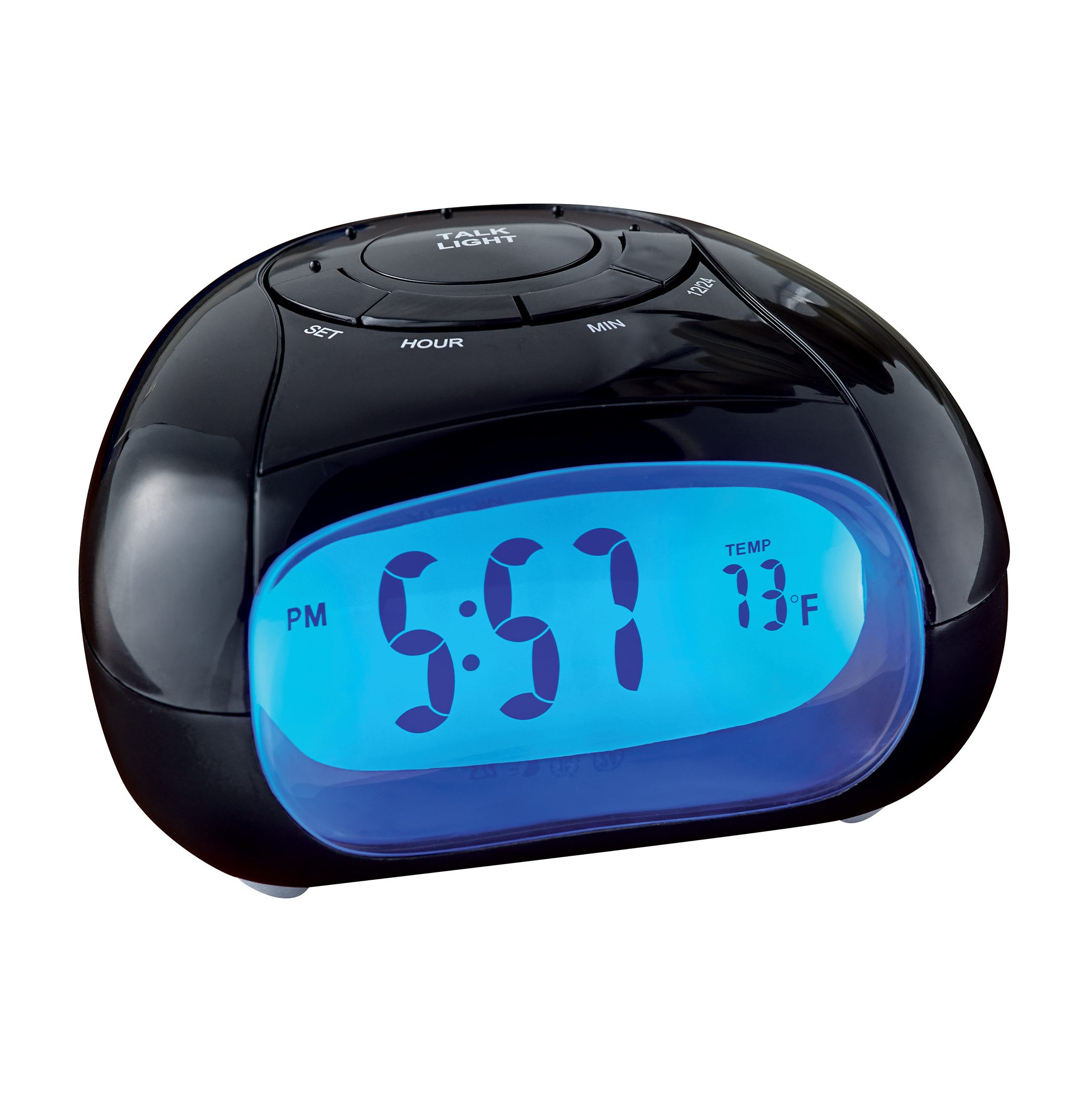 Unique Talking Clock with Easy-to-Read LCD Screen Black