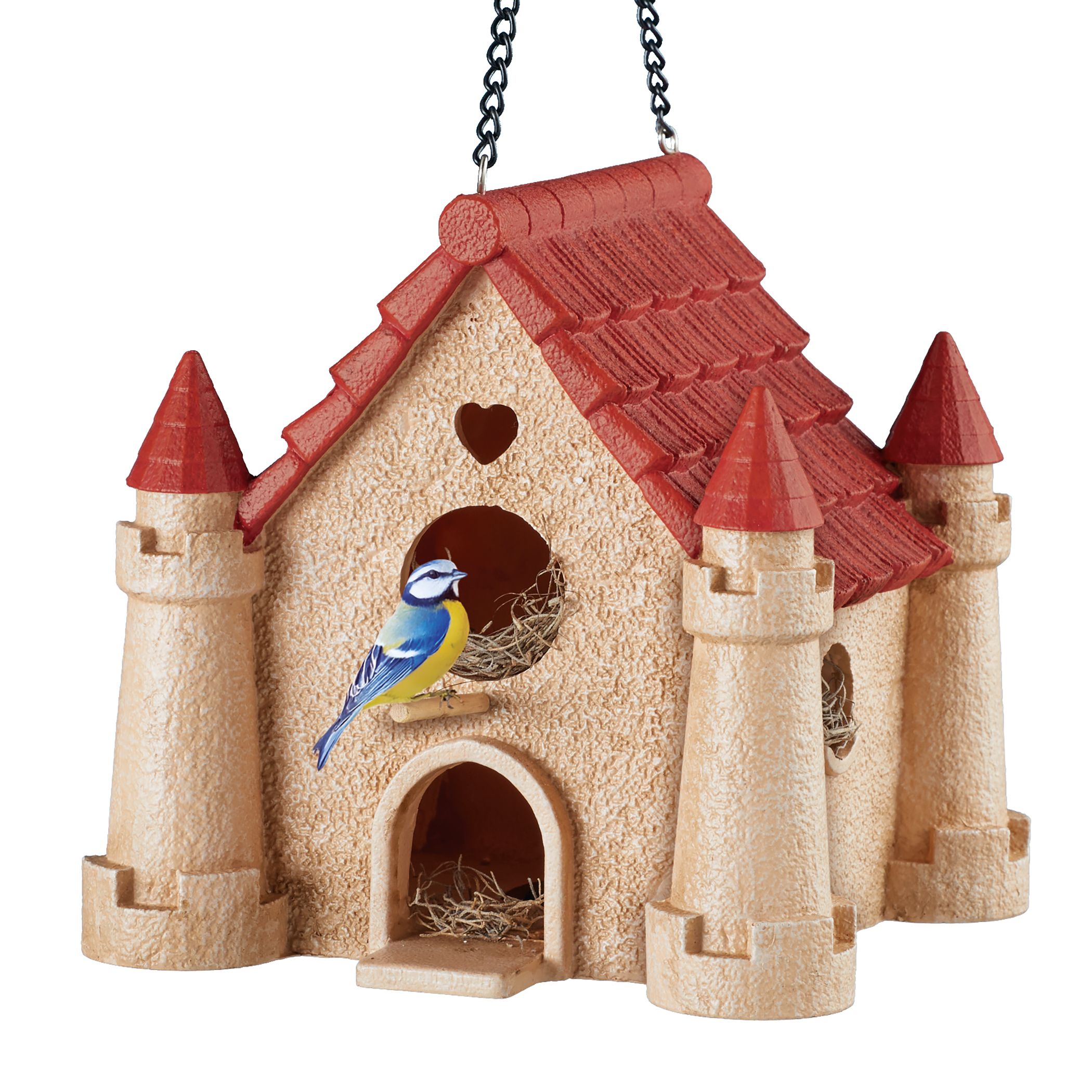Hand-Painted Sand Castle Hanging Birdhouse Brown