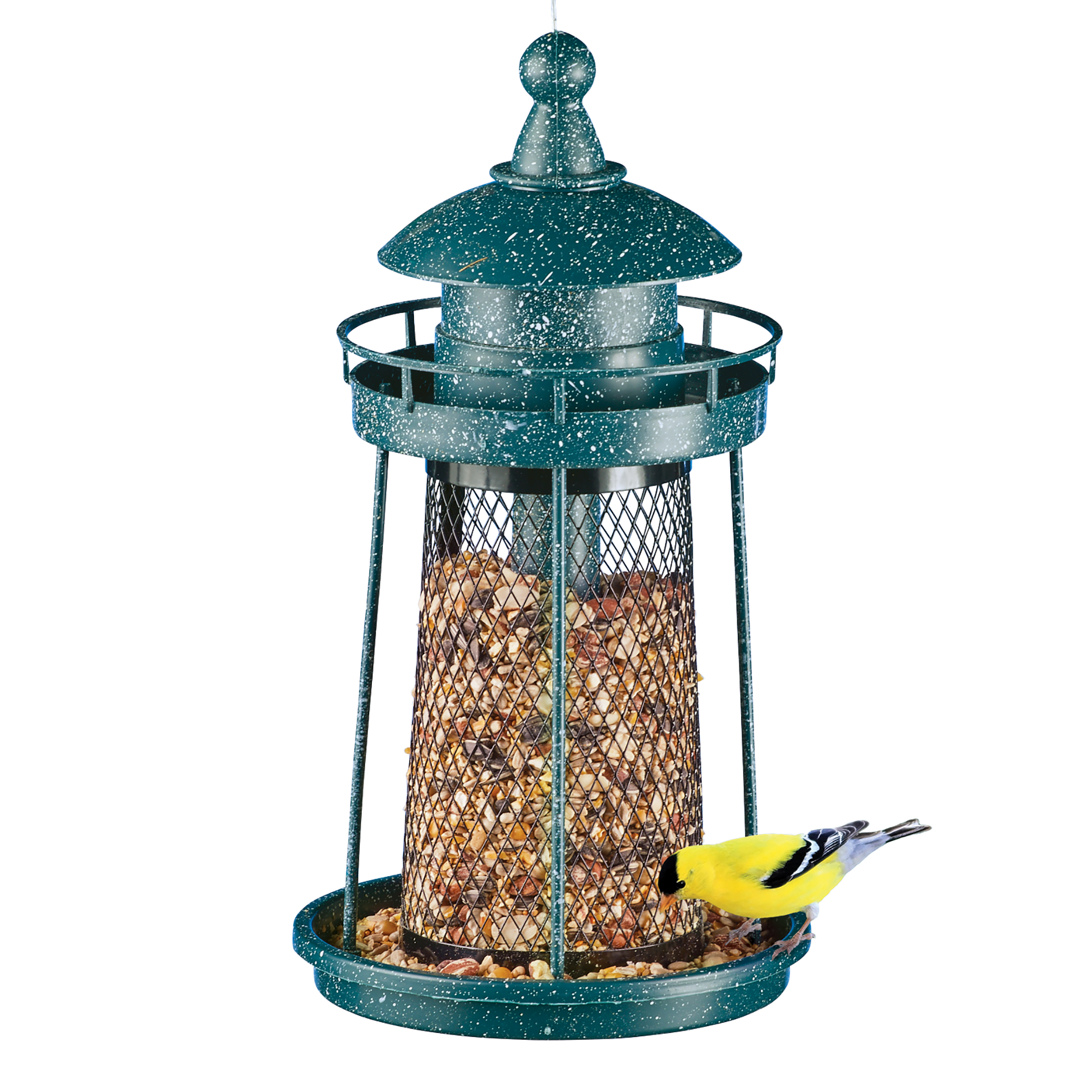 Mesh Lighthouse Shaped Iron Hanging Birdfeeder