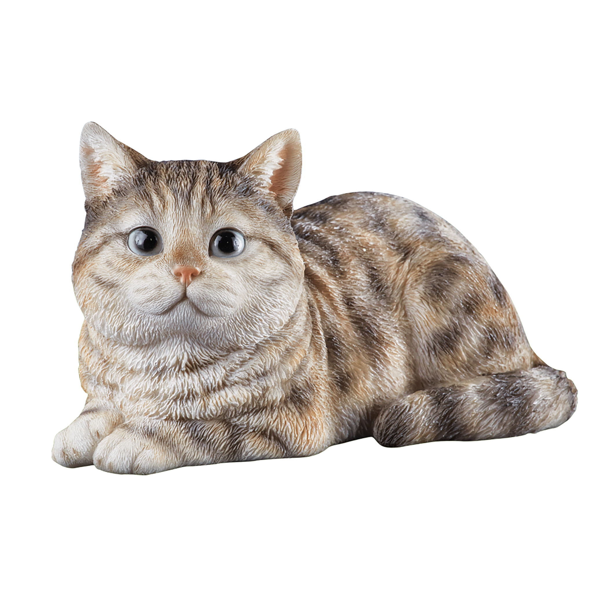 Hand-Painted Sitting Pretty Realistic Cat Gray Tabby Cat