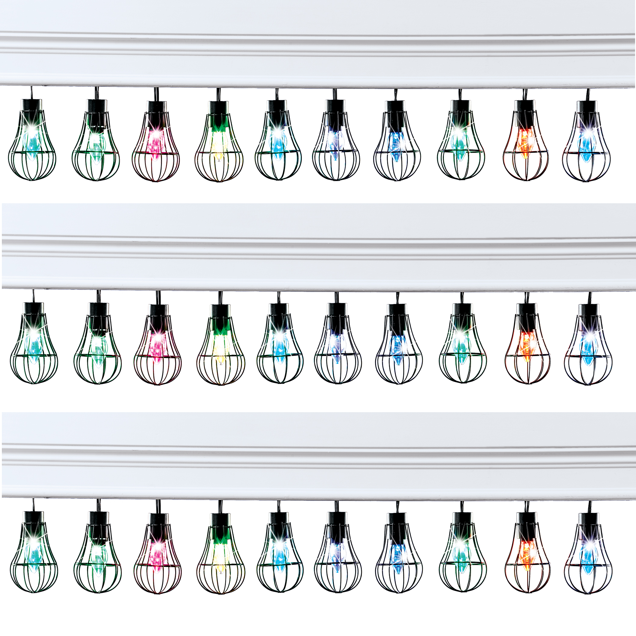 Solar Powered Color-Changing Lightbulbs Outdoor String Lights Lightb