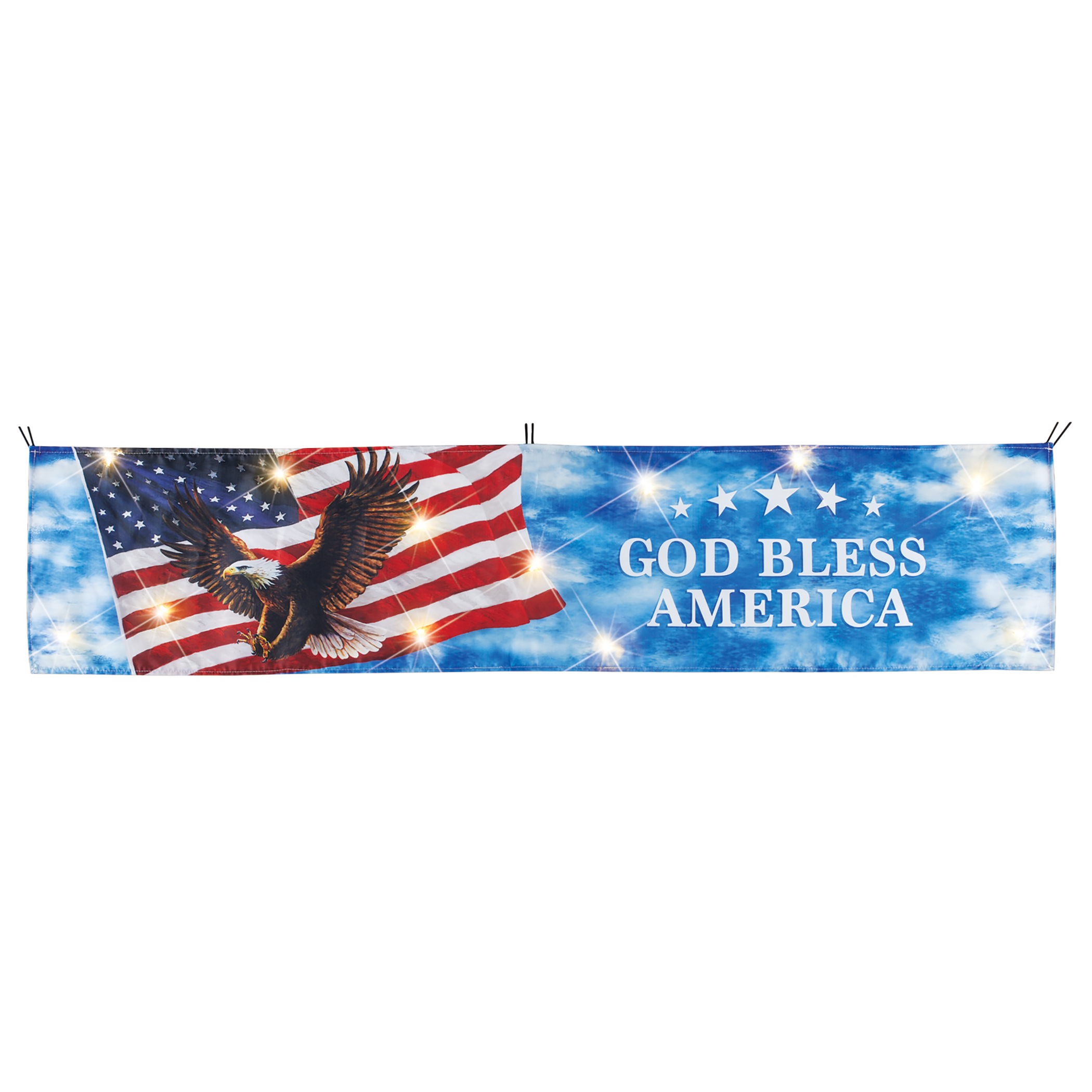 LED Lighted God Bless America Bald Eagle Patriotic Banner