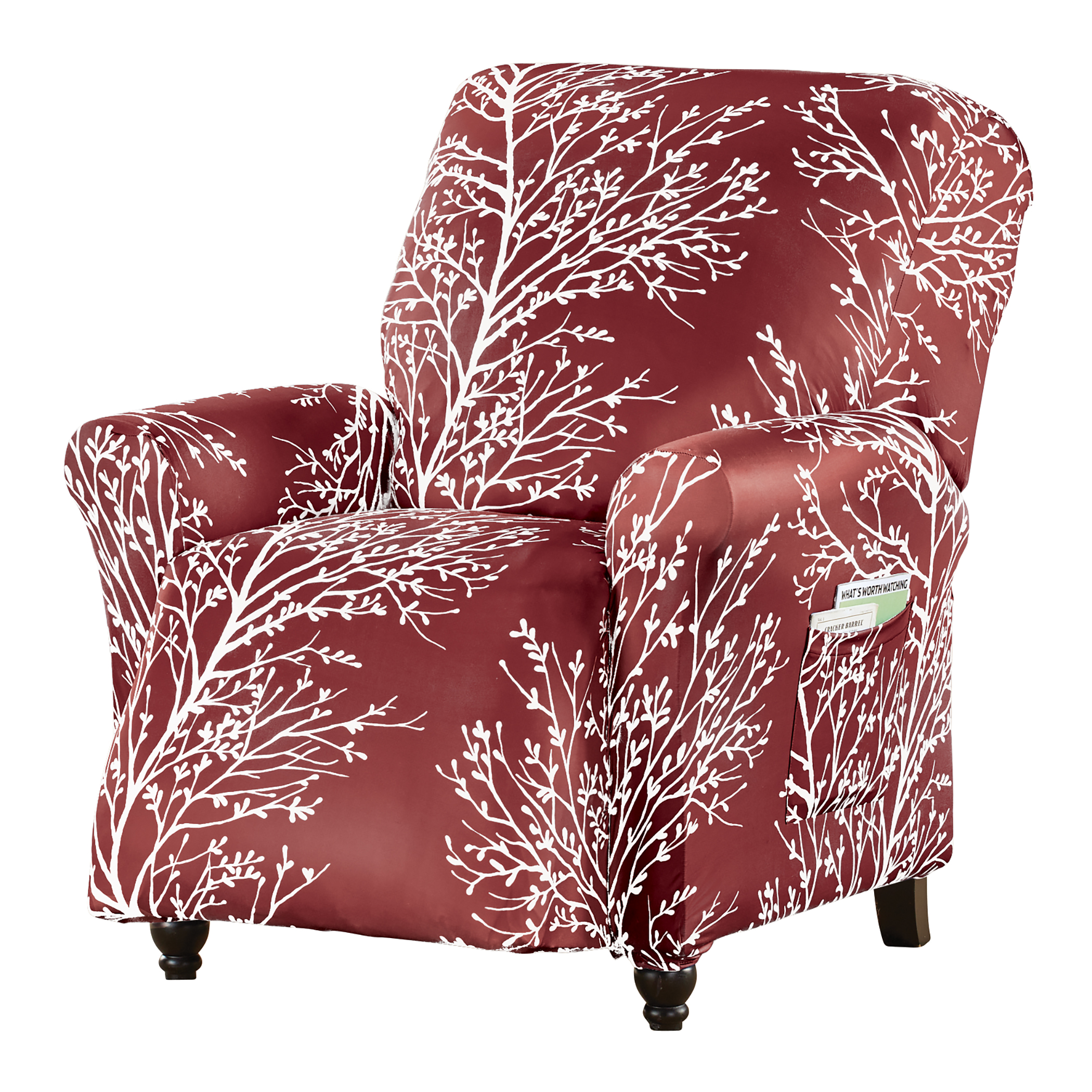 Elegant Foliage Design Furniture Cover Recliner Burgundy